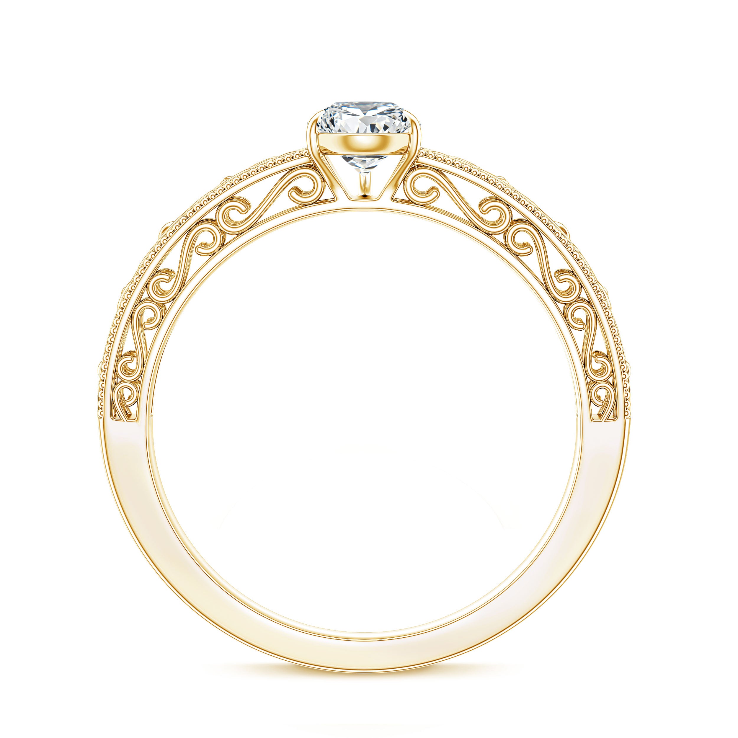 Pear Shape Lab Grown Diamond Vintage Inspired Solitaire Ring Lab - ( EF-VS ) - Rosec Jewels