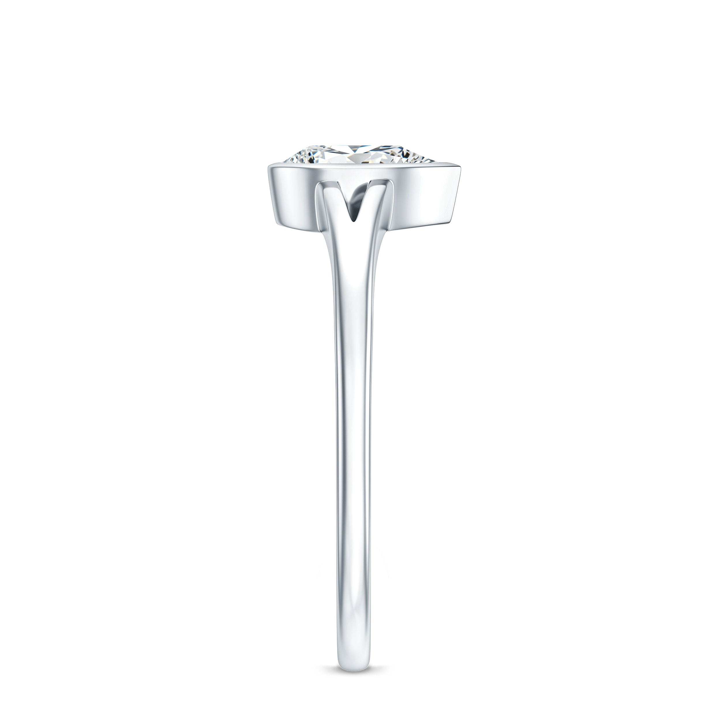 Pear Cut Lab Grown Diamond Solitaire Ring in Split Shank Lab - ( EF-VS ) - Rosec Jewels