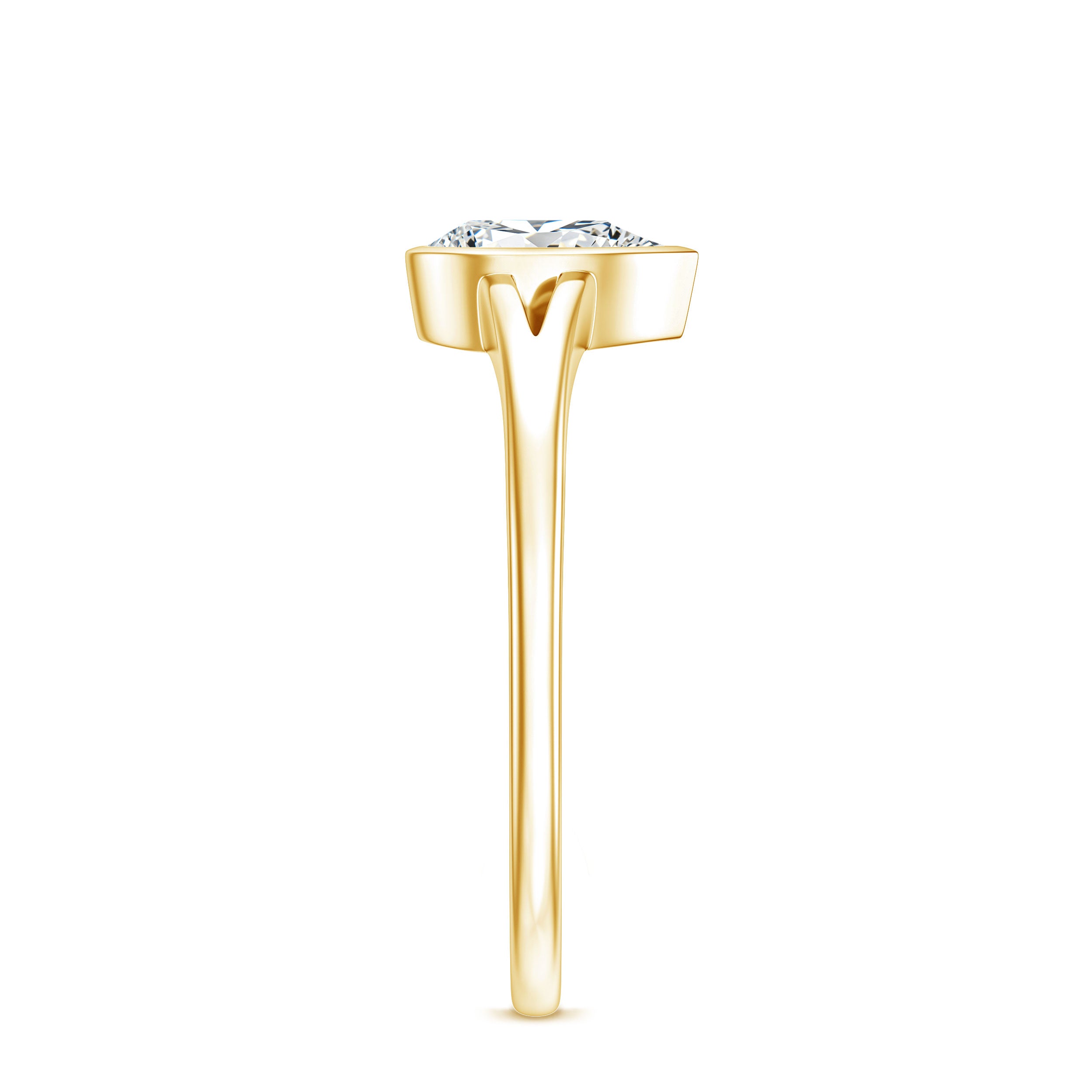 Pear Cut Lab Grown Diamond Solitaire Ring in Split Shank Lab - ( EF-VS ) - Rosec Jewels