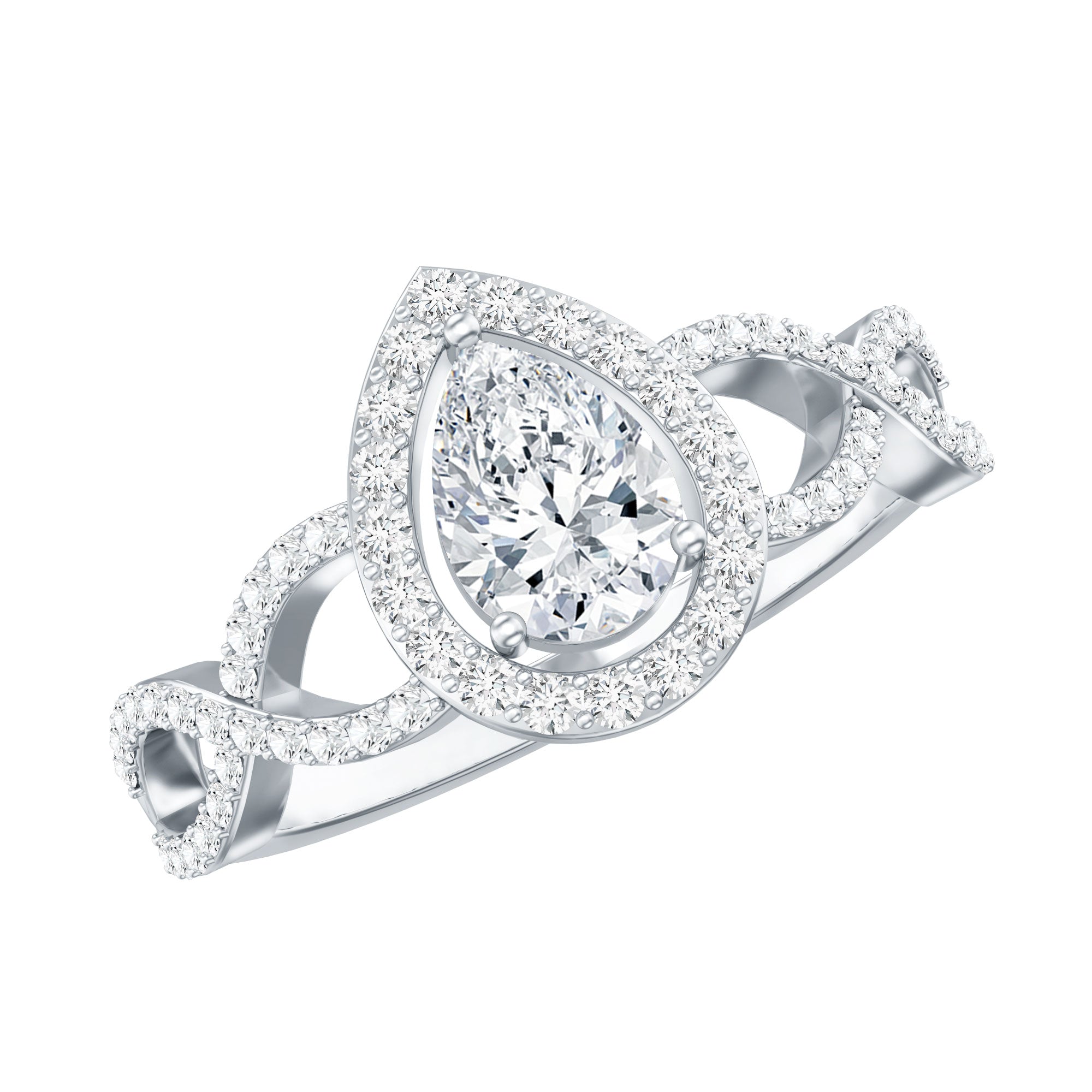 Pear Shape Lab Grown Diamond Teardrop Engagement Ring Lab - ( EF-VS ) - Rosec Jewels