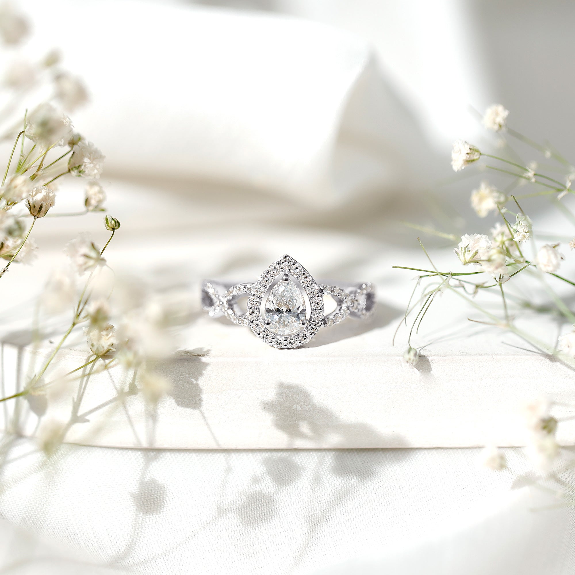 Pear Shape Lab Grown Diamond Teardrop Engagement Ring Lab - ( EF-VS ) - Rosec Jewels