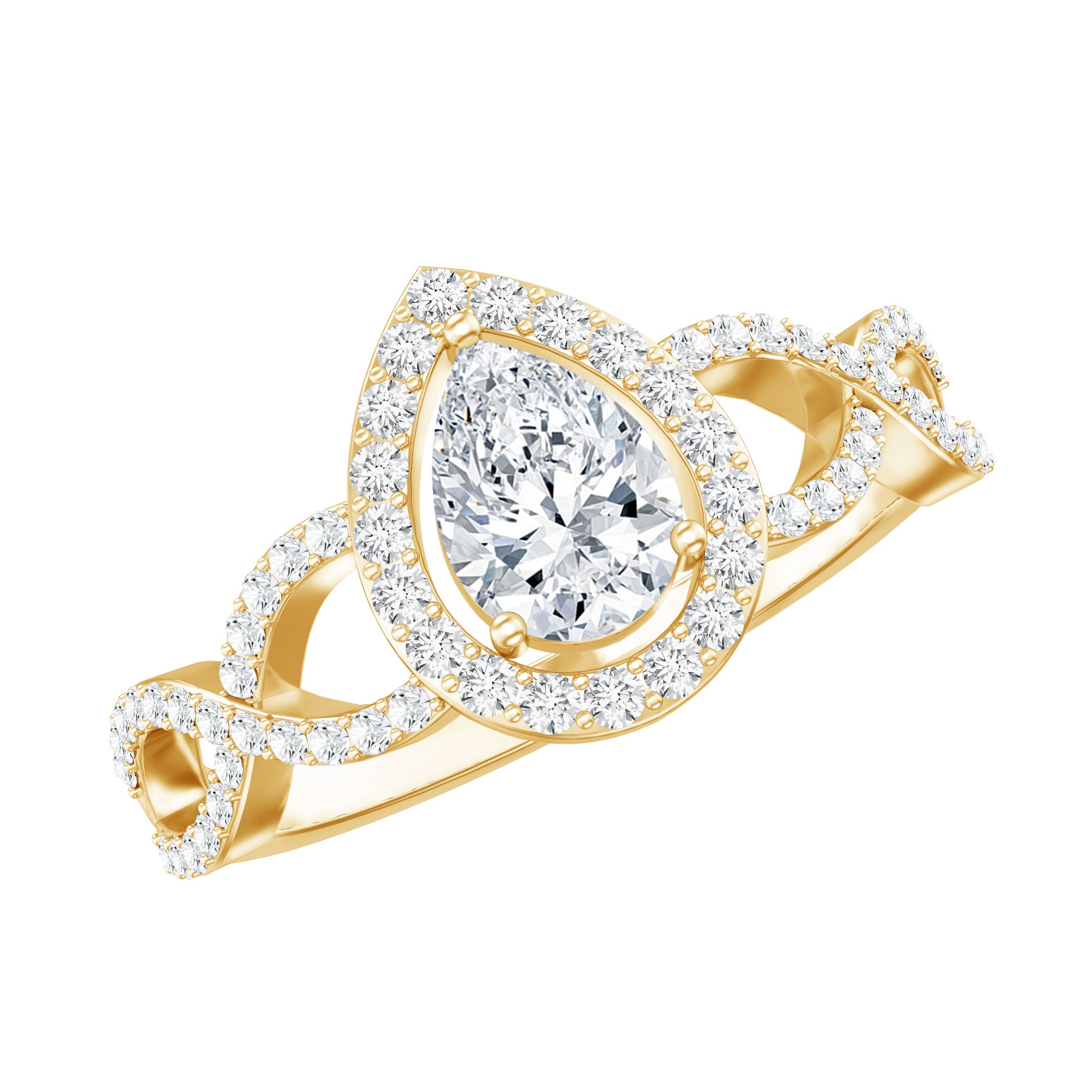 Pear Shape Lab Grown Diamond Teardrop Engagement Ring Lab - ( EF-VS ) - Rosec Jewels