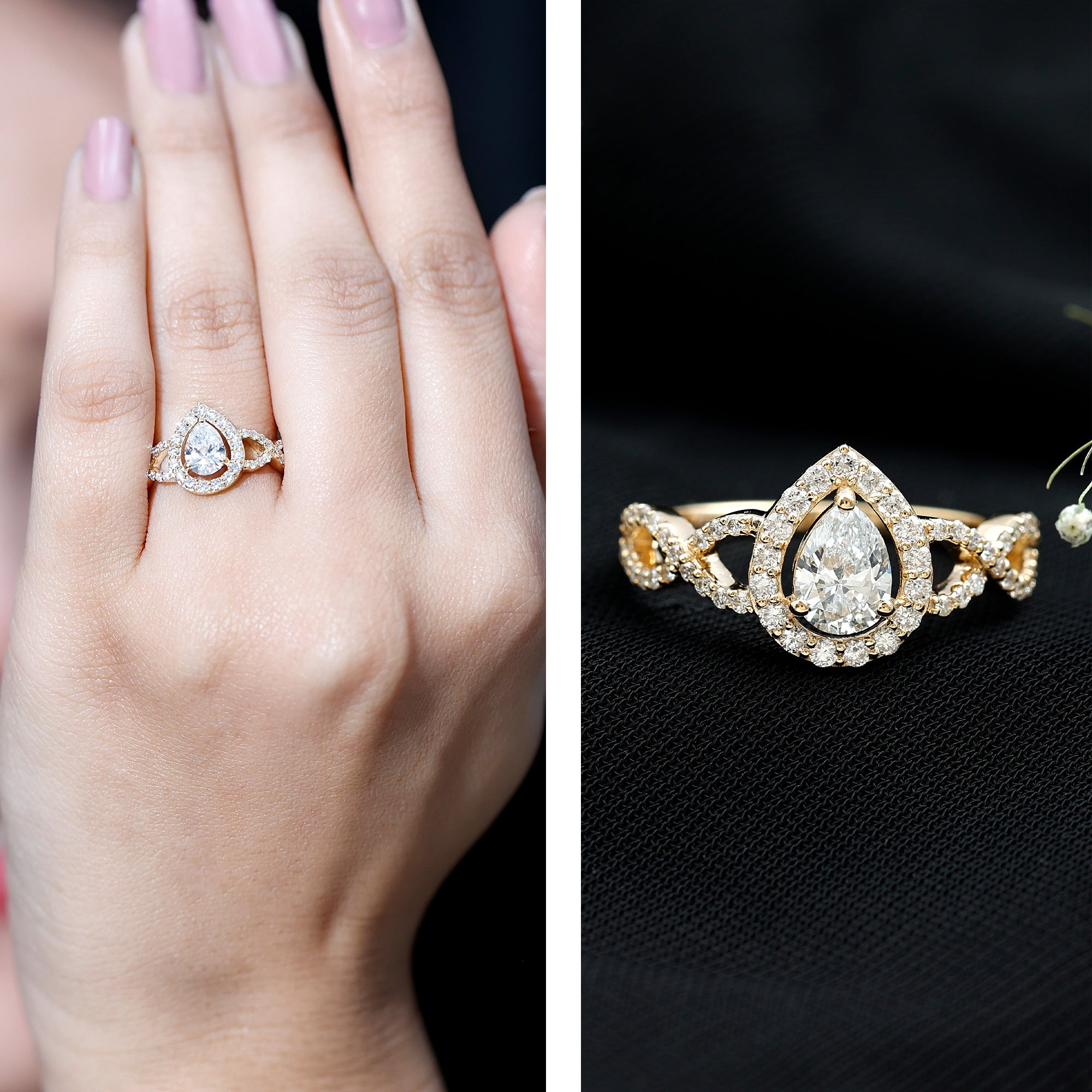 Pear Shape Lab Grown Diamond Teardrop Engagement Ring Lab - ( EF-VS ) - Rosec Jewels