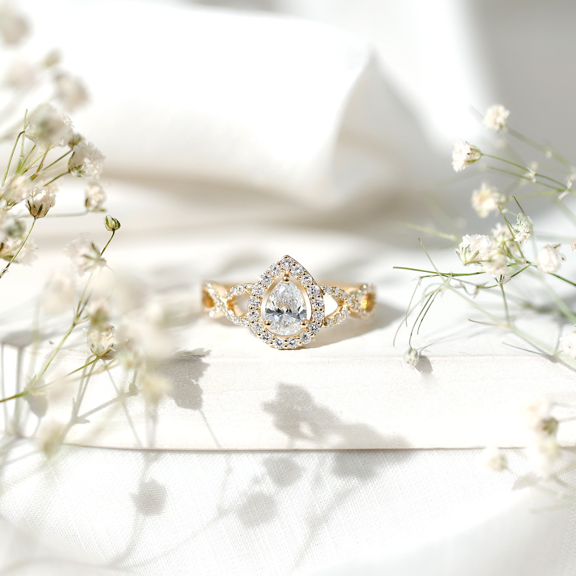 Pear Shape Lab Grown Diamond Teardrop Engagement Ring Lab - ( EF-VS ) - Rosec Jewels