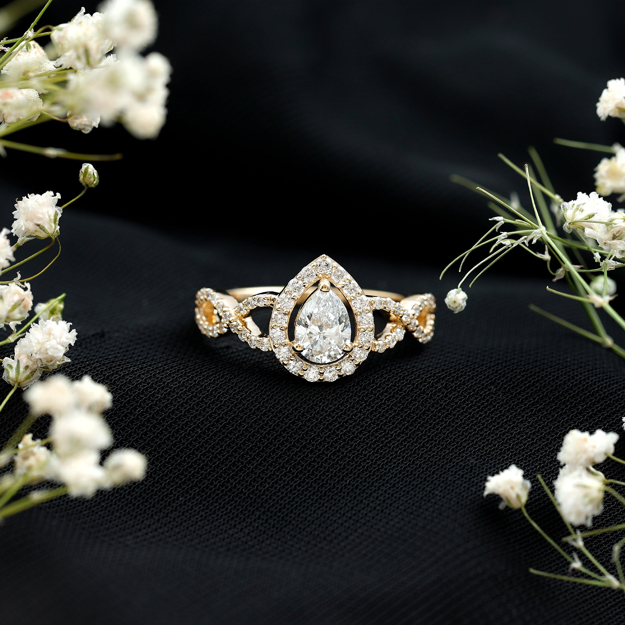 Pear Shape Lab Grown Diamond Teardrop Engagement Ring Lab - ( EF-VS ) - Rosec Jewels