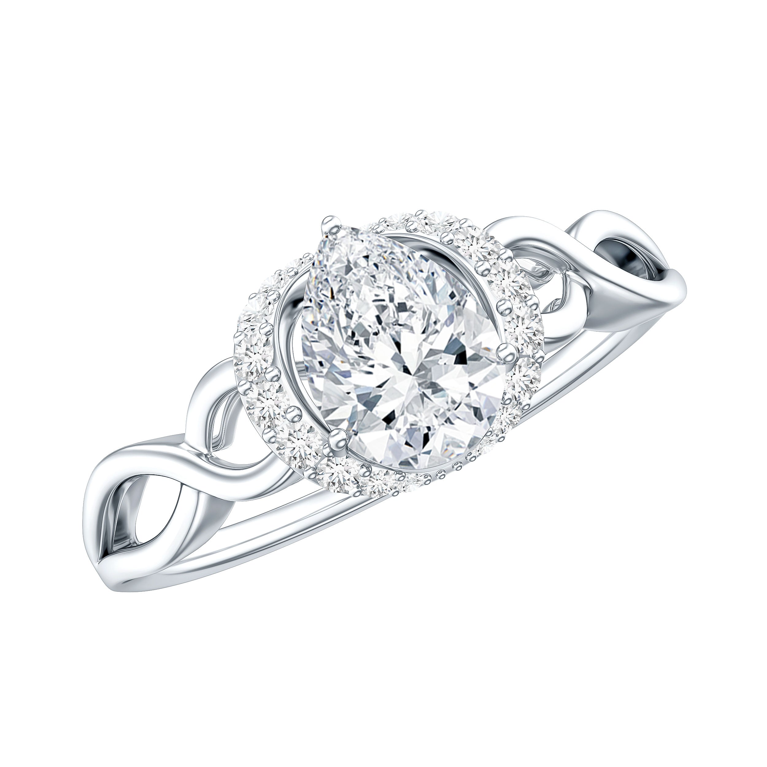 Lab Grown Diamond Collar Engagement Ring in Infinity Shank Lab - ( EF-VS ) - Rosec Jewels