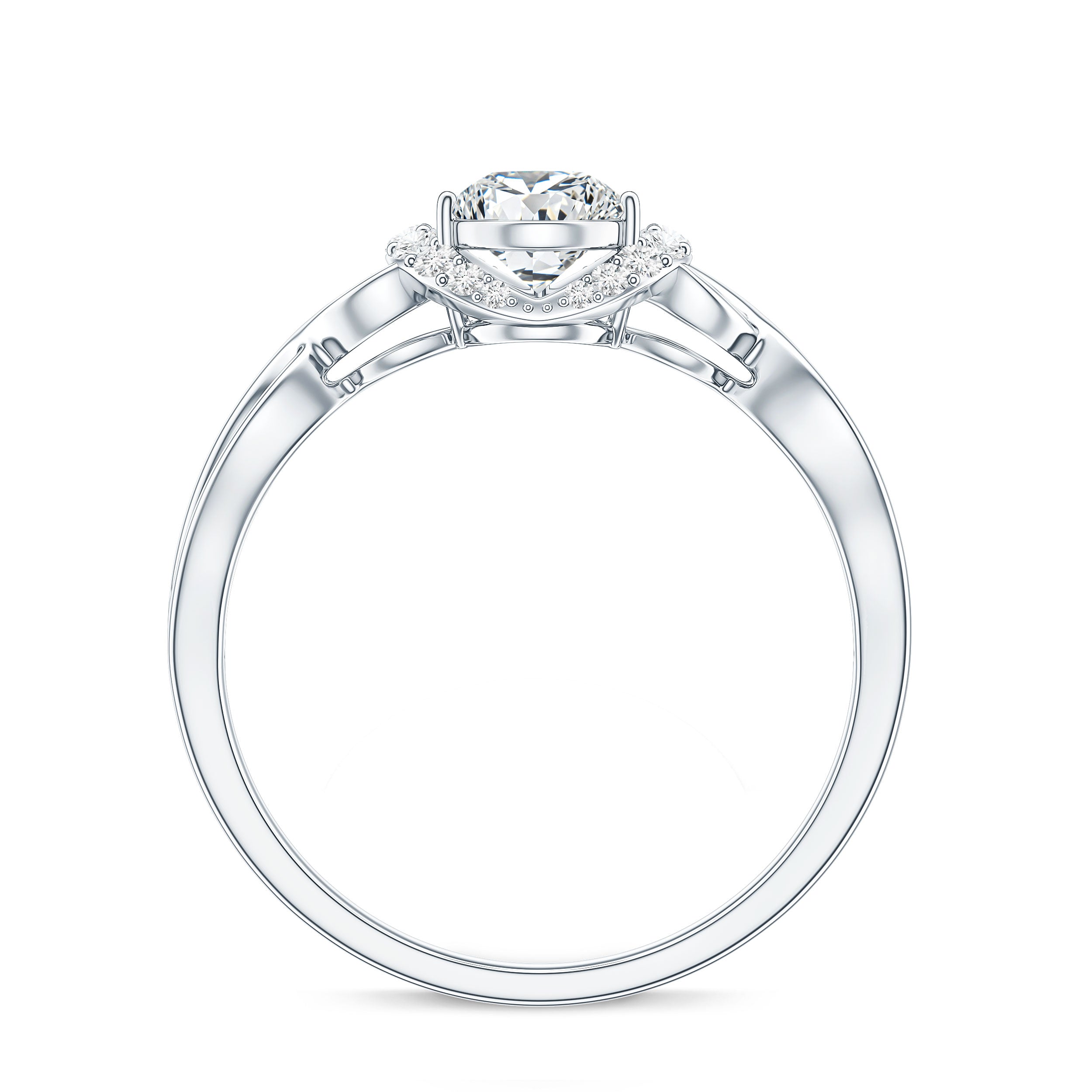 Lab Grown Diamond Collar Engagement Ring in Infinity Shank Lab - ( EF-VS ) - Rosec Jewels