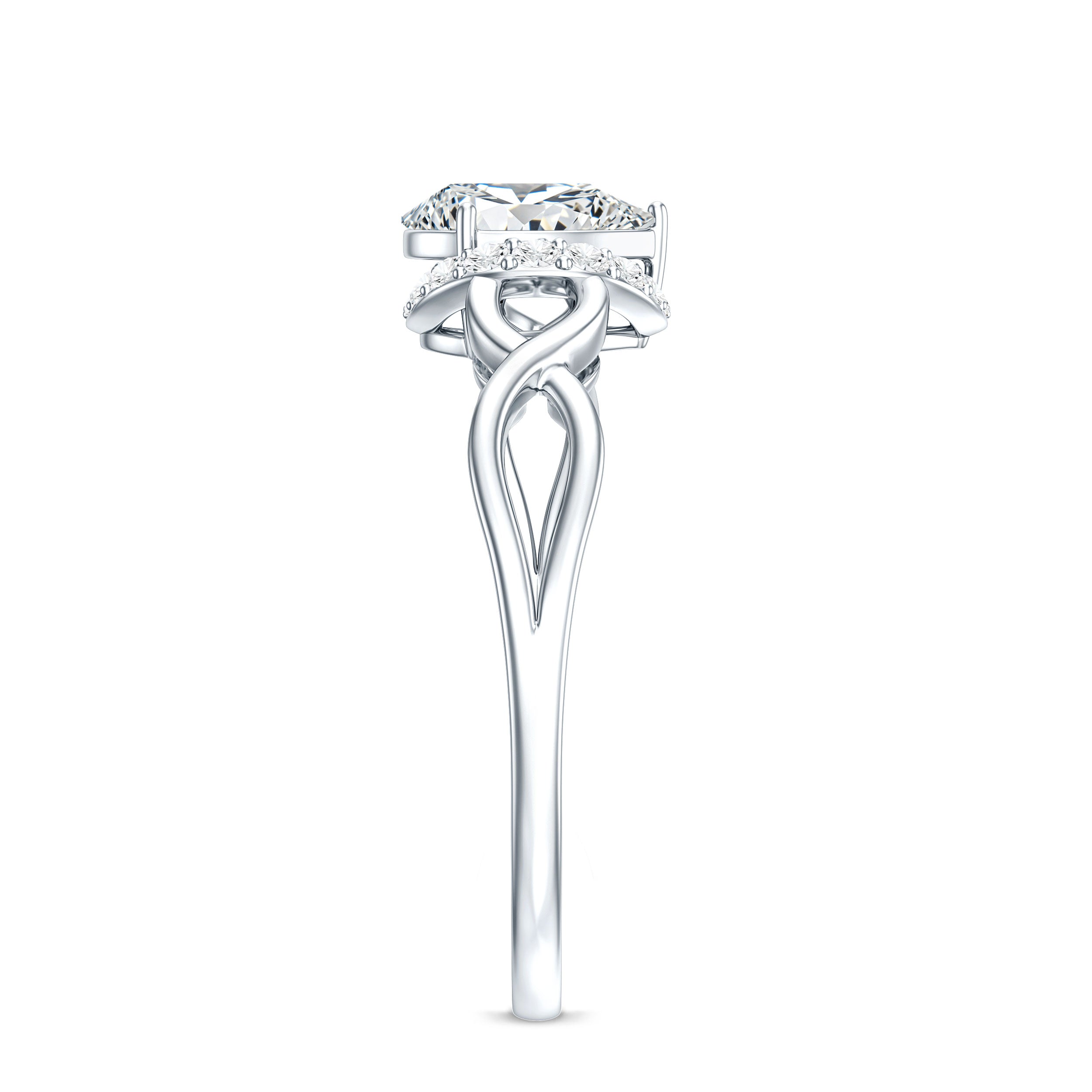 Lab Grown Diamond Collar Engagement Ring in Infinity Shank Lab - ( EF-VS ) - Rosec Jewels
