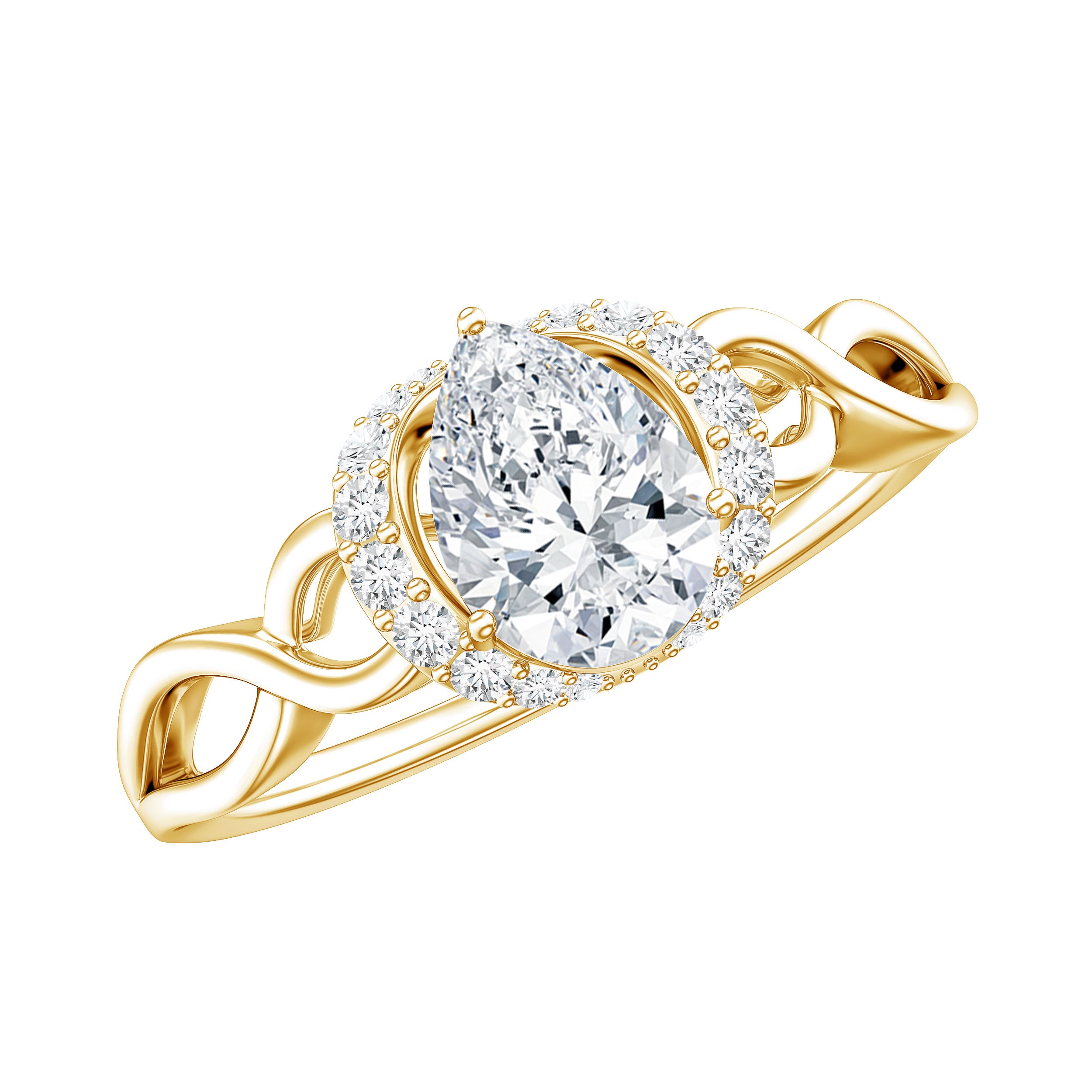 Lab Grown Diamond Collar Engagement Ring in Infinity Shank Lab - ( EF-VS ) - Rosec Jewels