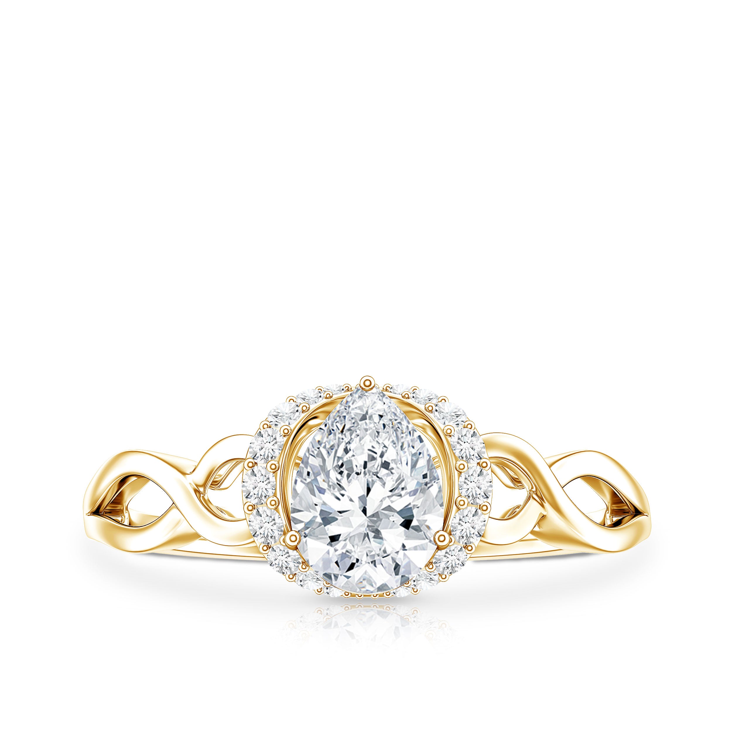 Lab Grown Diamond Collar Engagement Ring in Infinity Shank Lab - ( EF-VS ) - Rosec Jewels