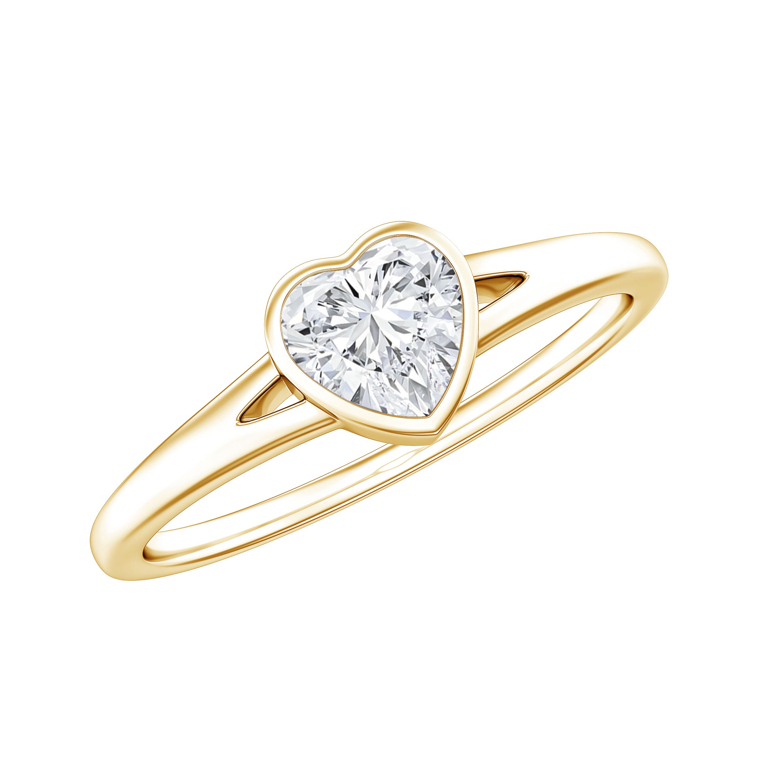 Heart Shape Lab Grown Diamond Solitaire Ring in Split Shank Lab - ( EF-VS ) - Rosec Jewels