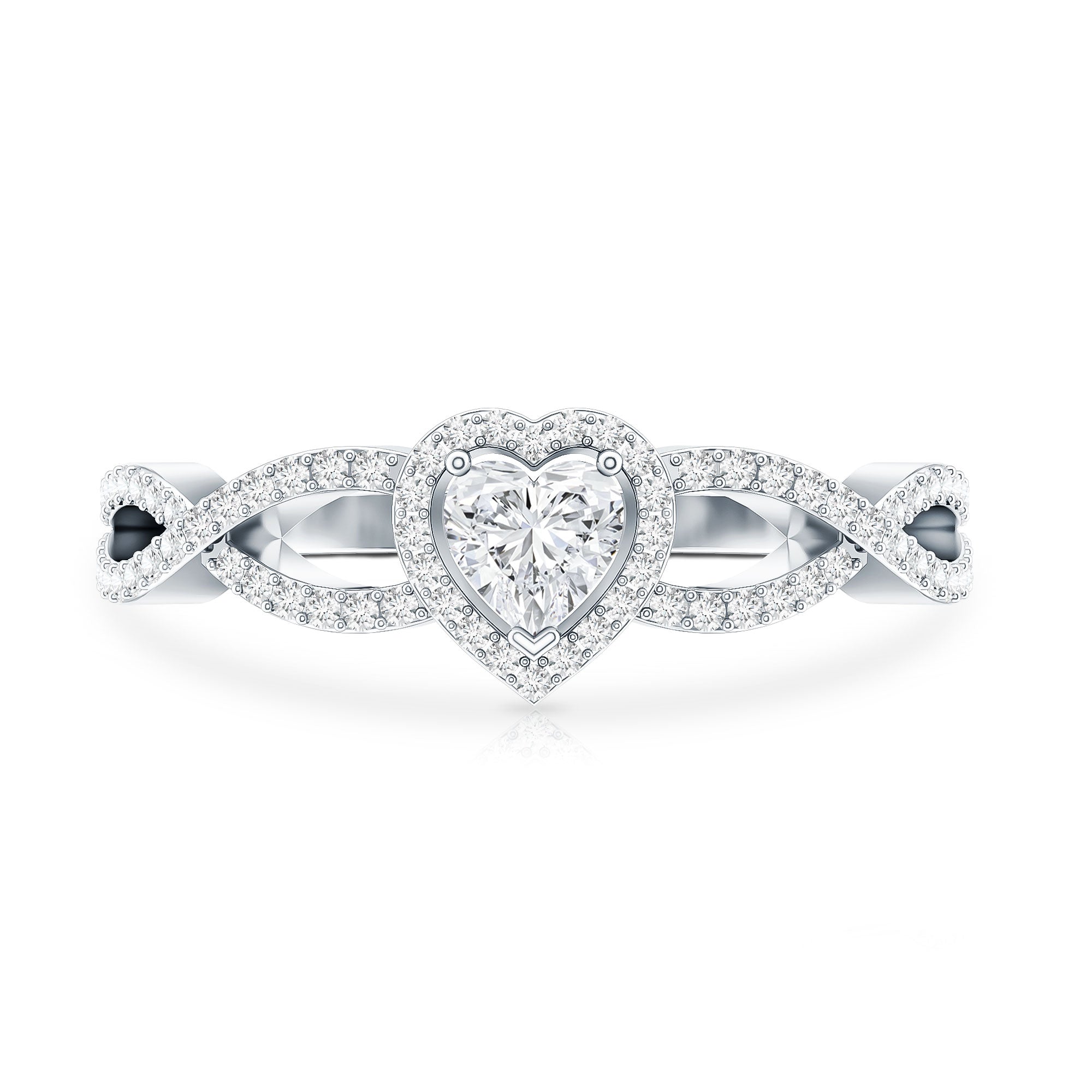 Heart Shape Lab Grown Diamond Criss Cross Engagement Ring Lab - ( EF-VS ) - Rosec Jewels