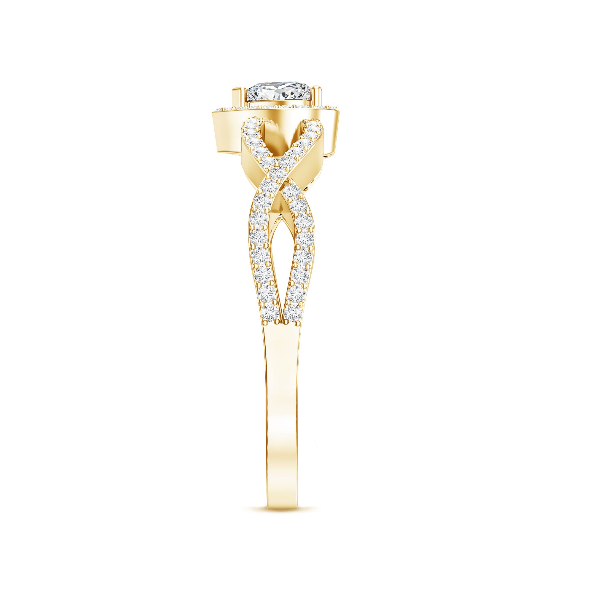 Heart Shape Lab Grown Diamond Criss Cross Engagement Ring Lab - ( EF-VS ) - Rosec Jewels