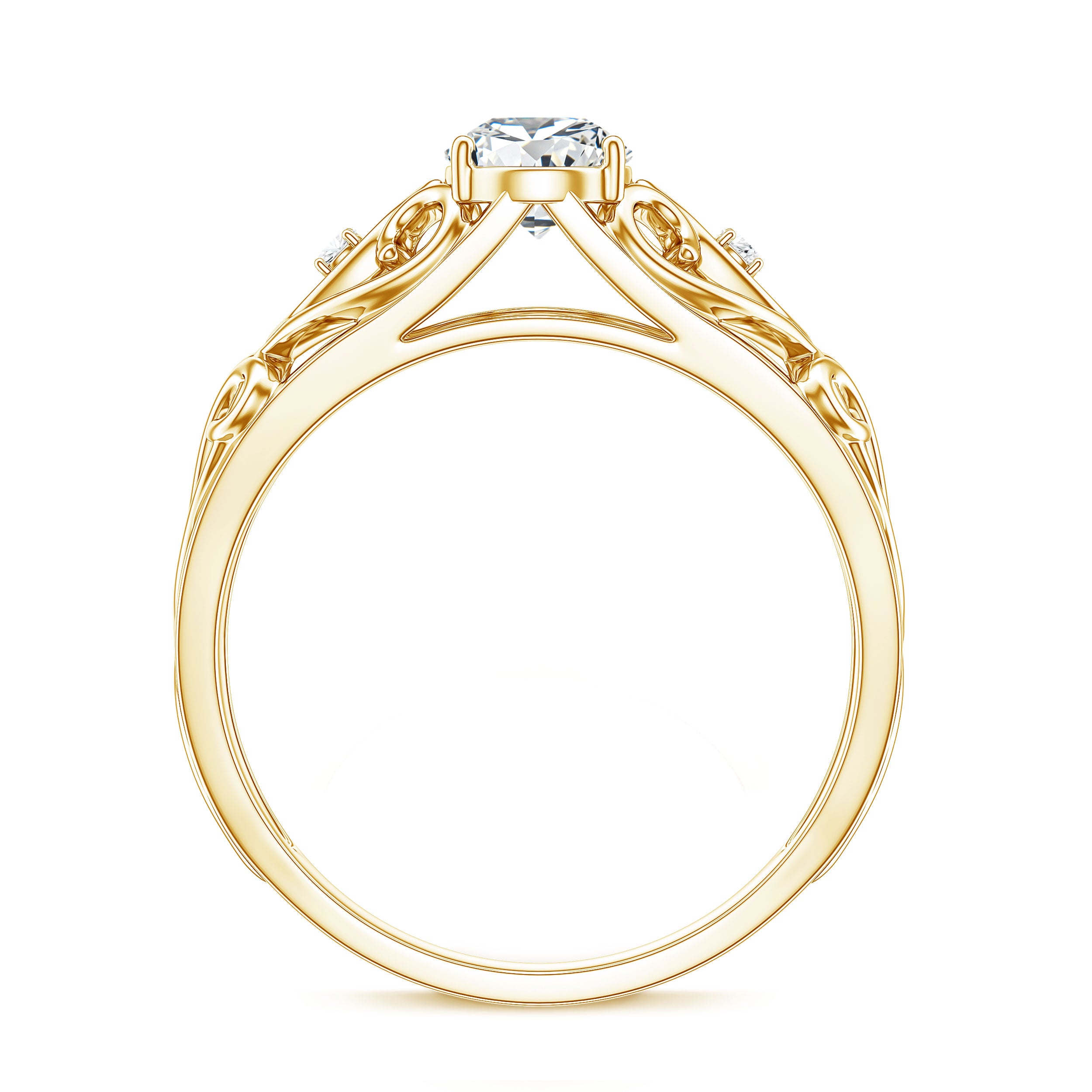 Pear Shaped Lab Created Diamond Solitaire Filigree Ring Lab - ( EF-VS ) - Rosec Jewels