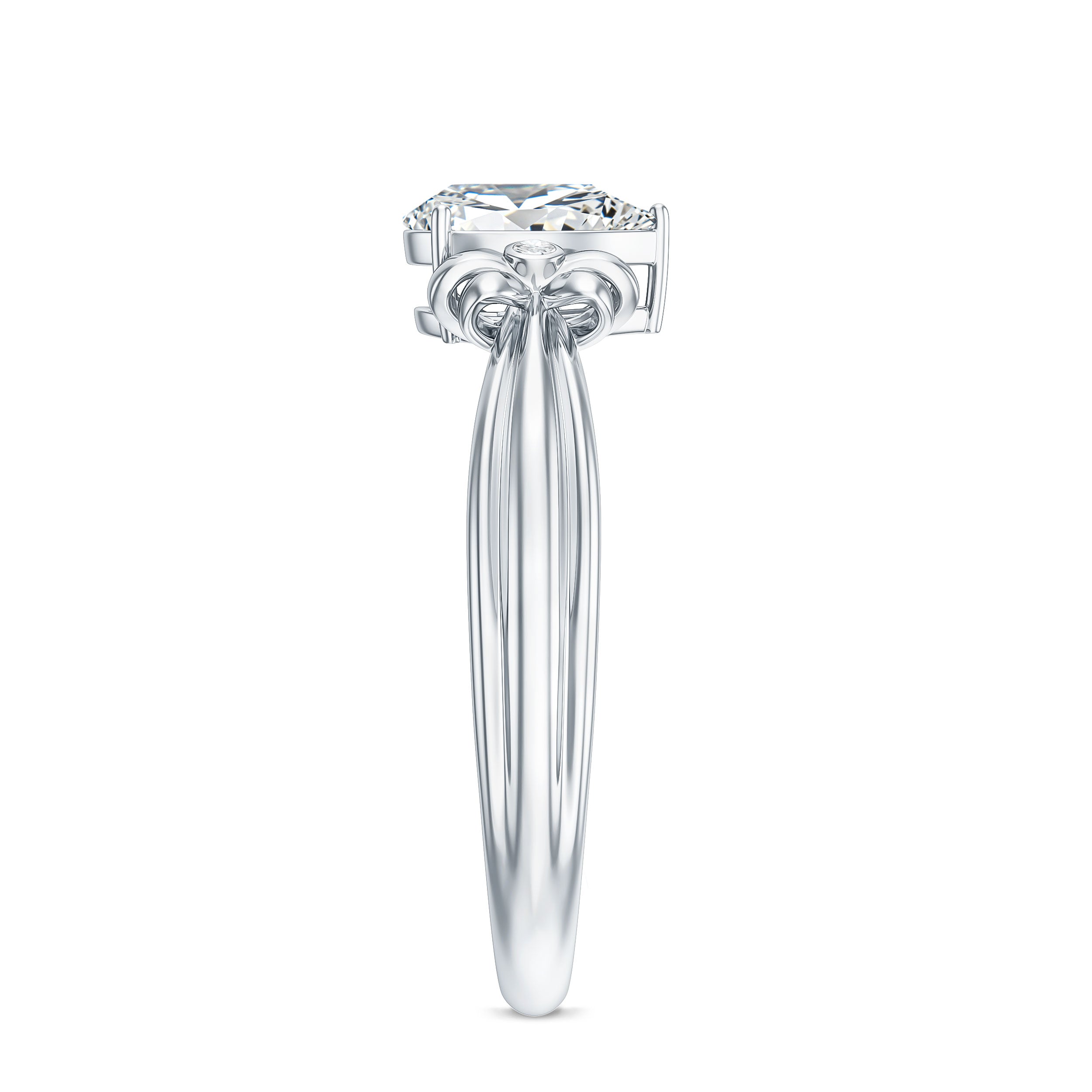 Pear Cut Lab Grown Diamond Solitaire Engagement Ring with Bow Lab - ( EF-VS ) - Rosec Jewels