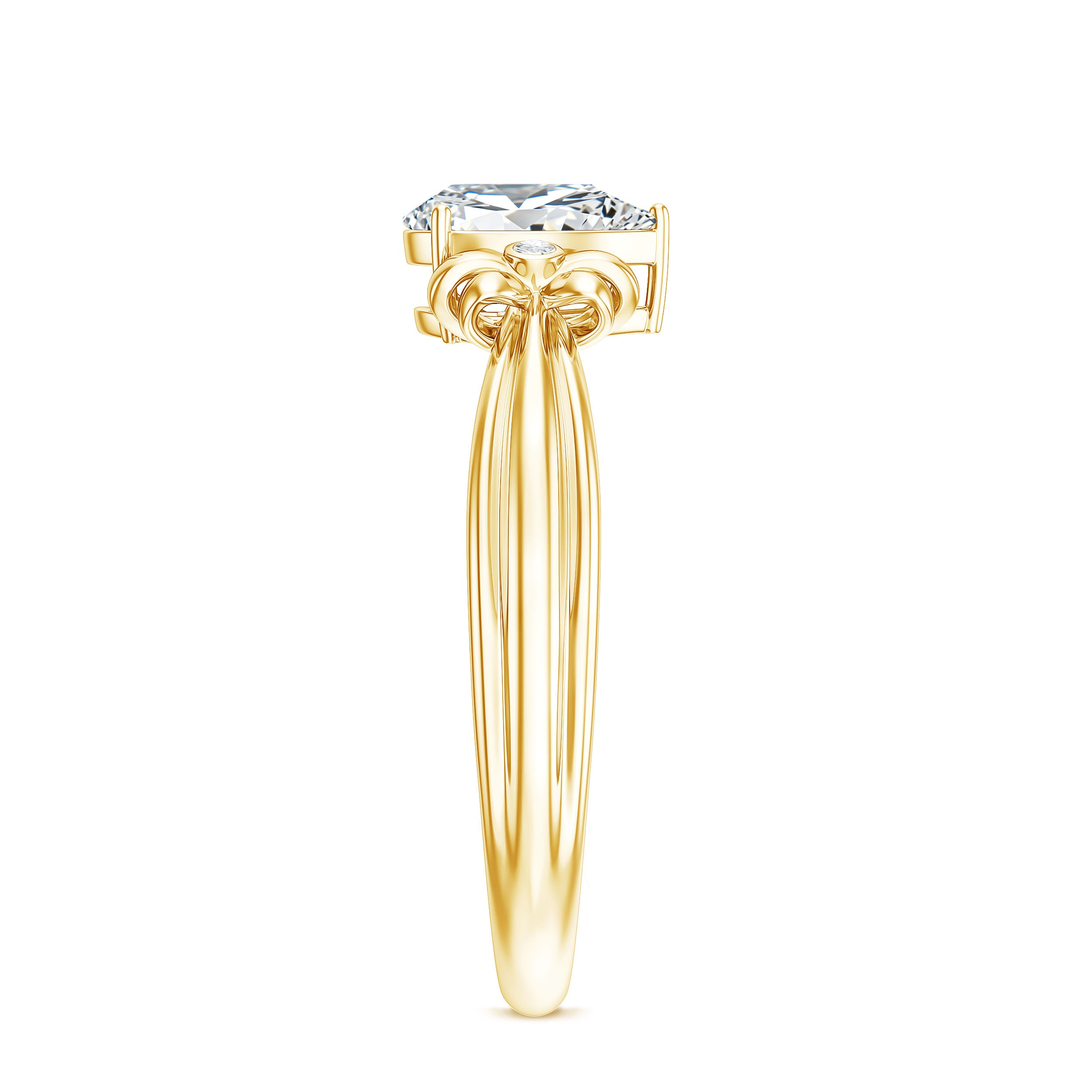 Pear Cut Lab Grown Diamond Solitaire Engagement Ring with Bow Lab - ( EF-VS ) - Rosec Jewels