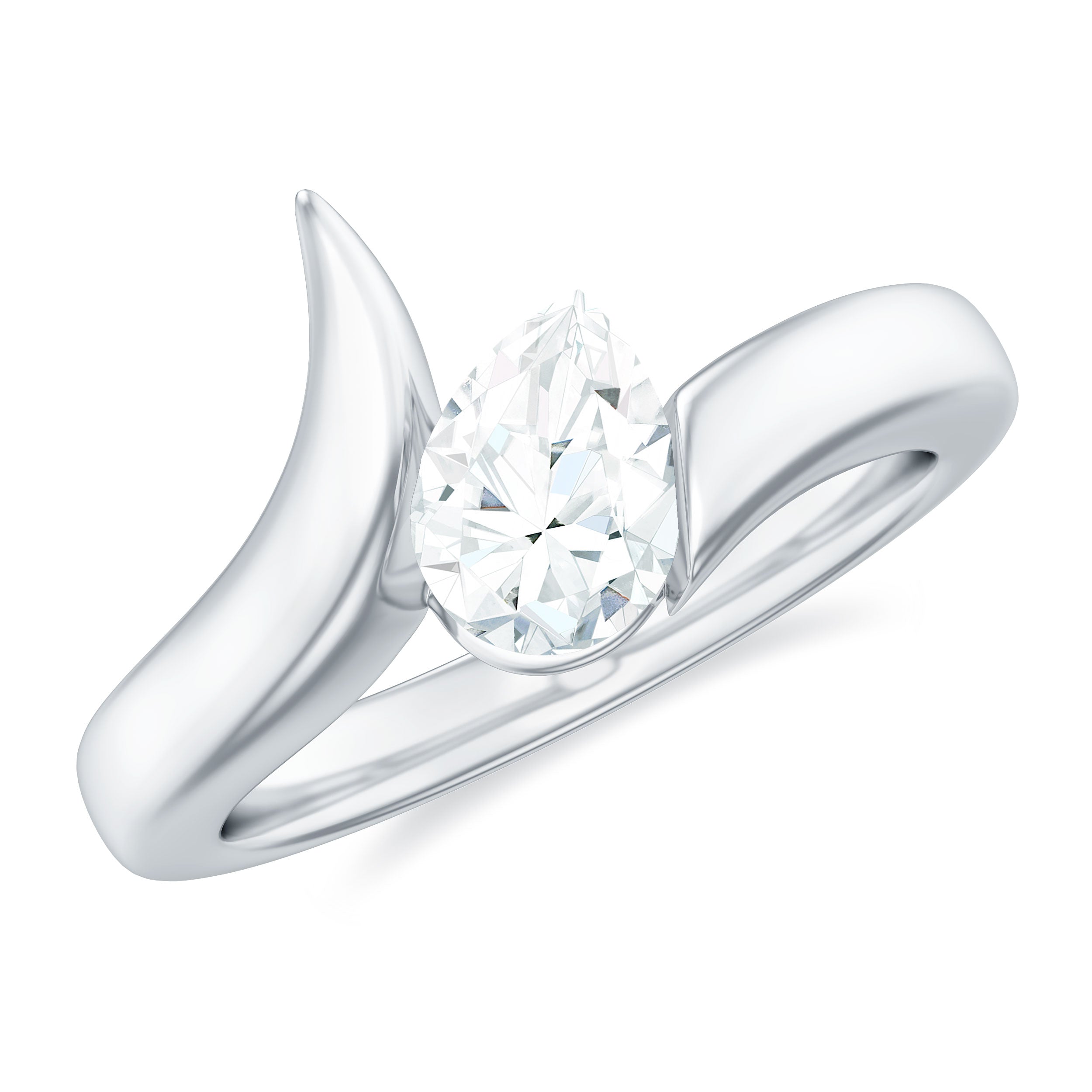 Pear Shape Lab Grown Diamond Solitaire Bypass Ring