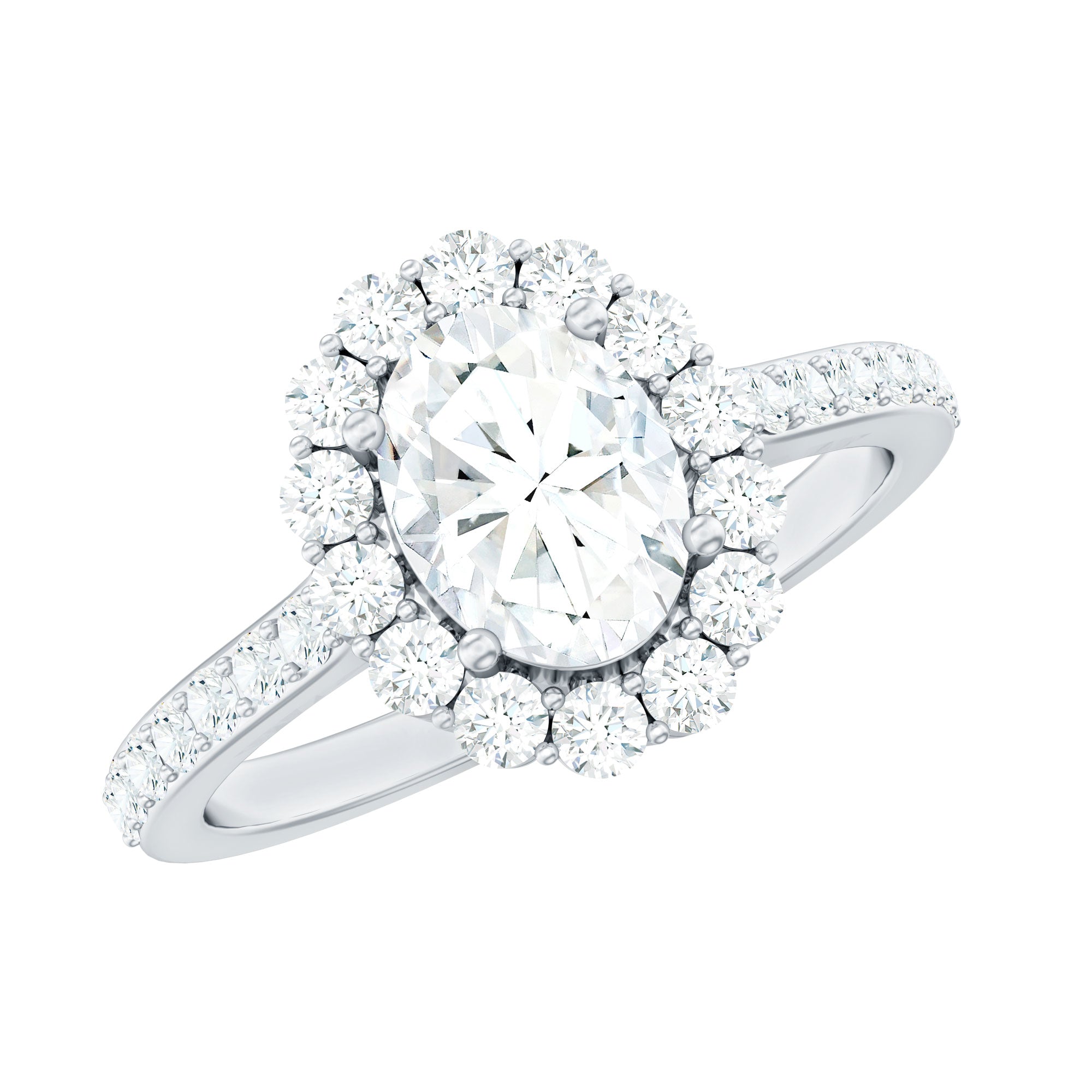 Oval Shape Lab Grown Diamond Halo Engagement Ring