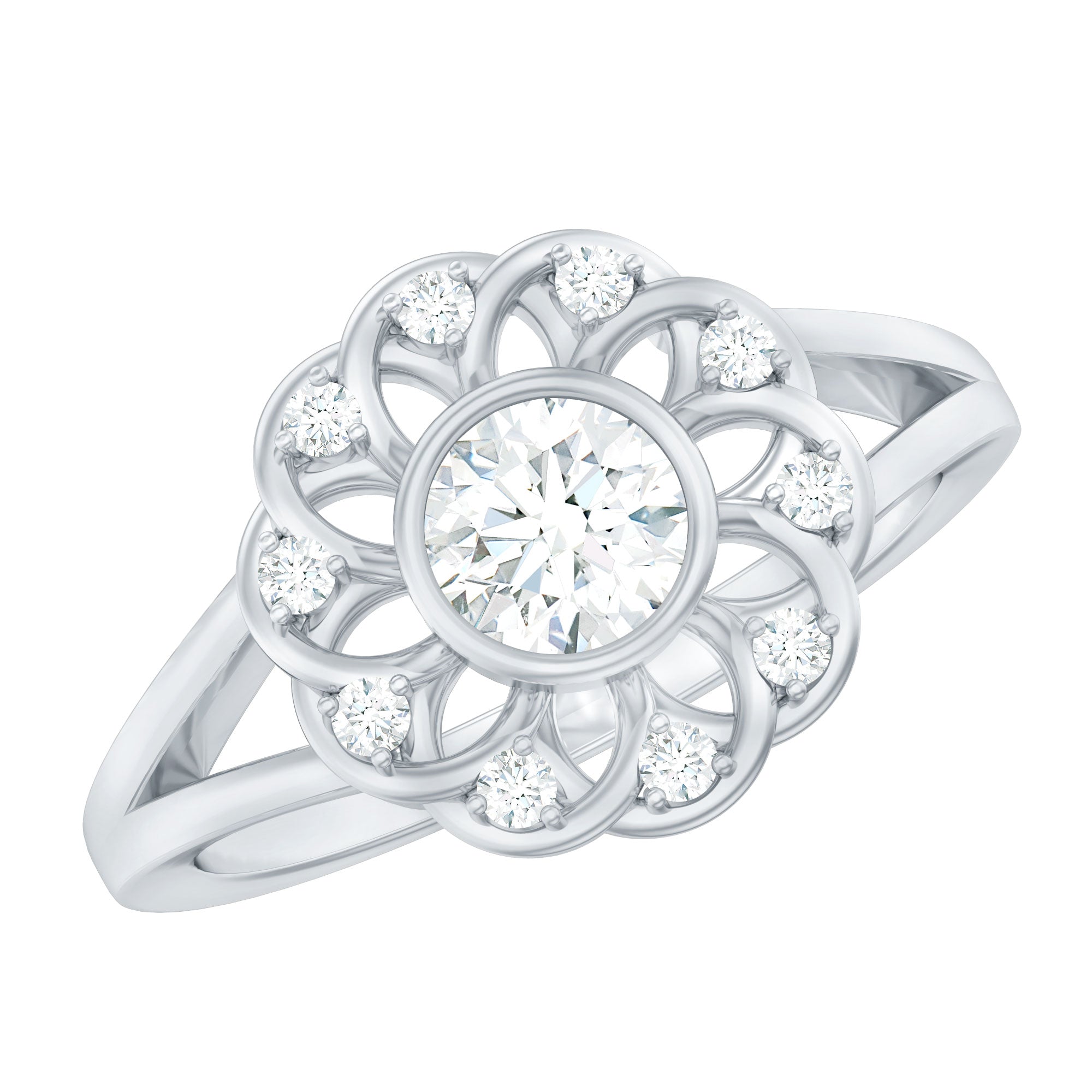 Lab Grown Diamond Nature Inspired Flower Engagement Ring