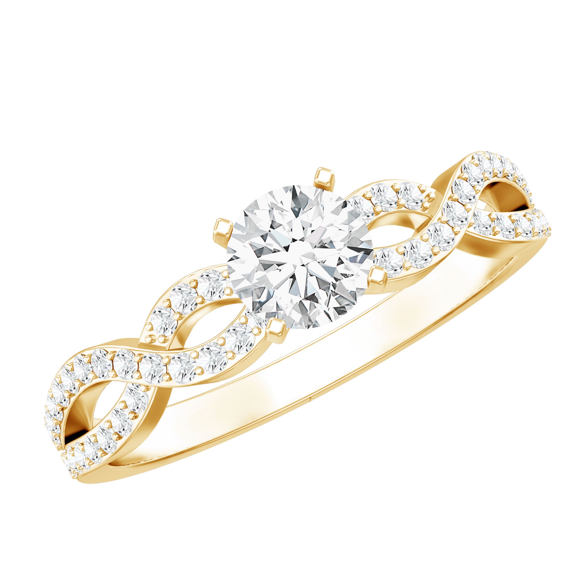 Round Lab Grown Diamond Infinity Solitaire Ring Lab - ( EF-VS ) - Rosec Jewels