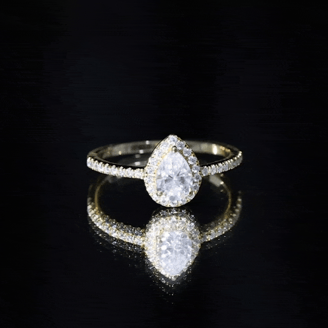 Classic Lab Grown Diamond Pear Engagement Ring with Halo Lab - ( EF-VS ) - Rosec Jewels