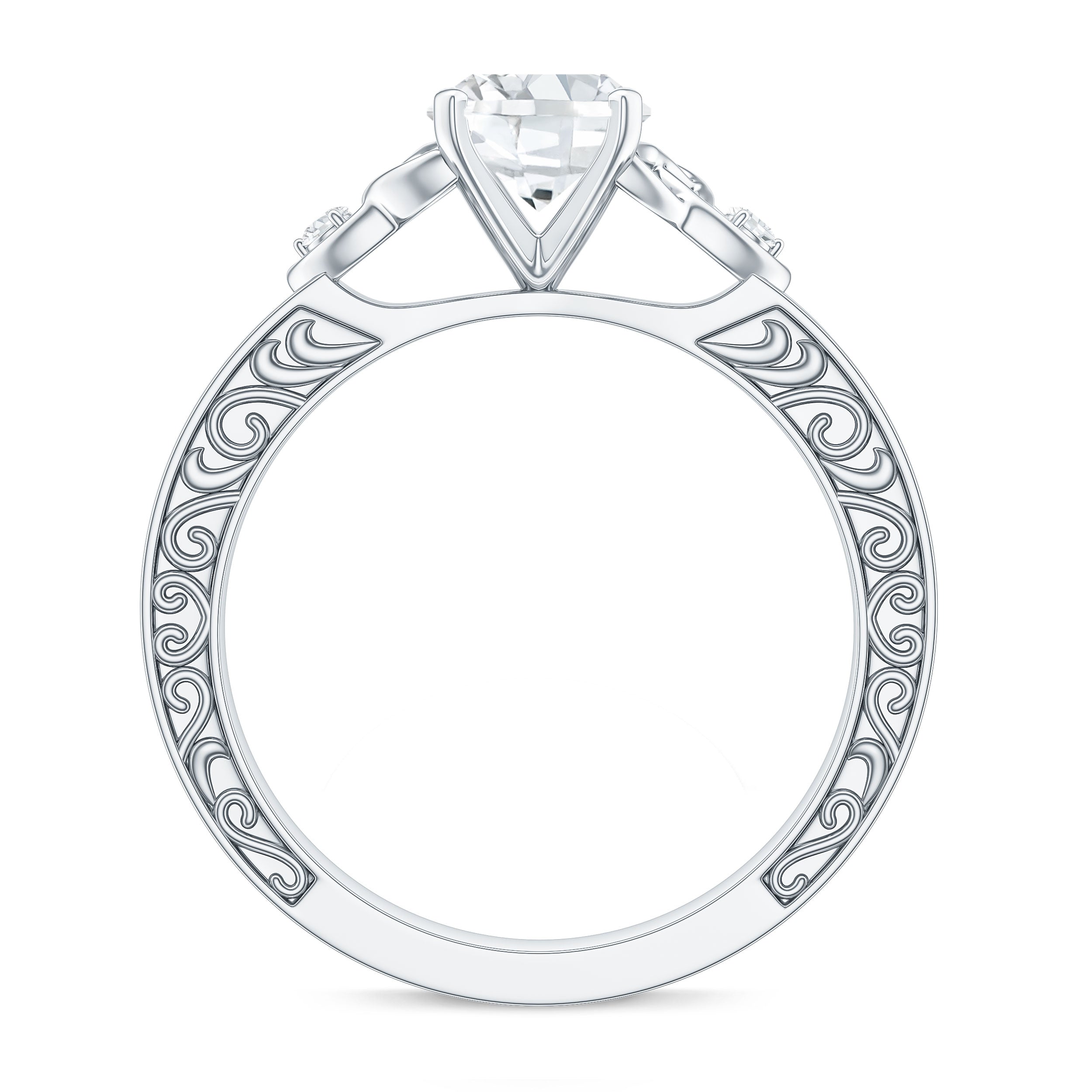 Antique Style Oval Shape Lab Grown Diamond Solitaire Celtic Knot Ring Lab - ( EF-VS ) - Rosec Jewels