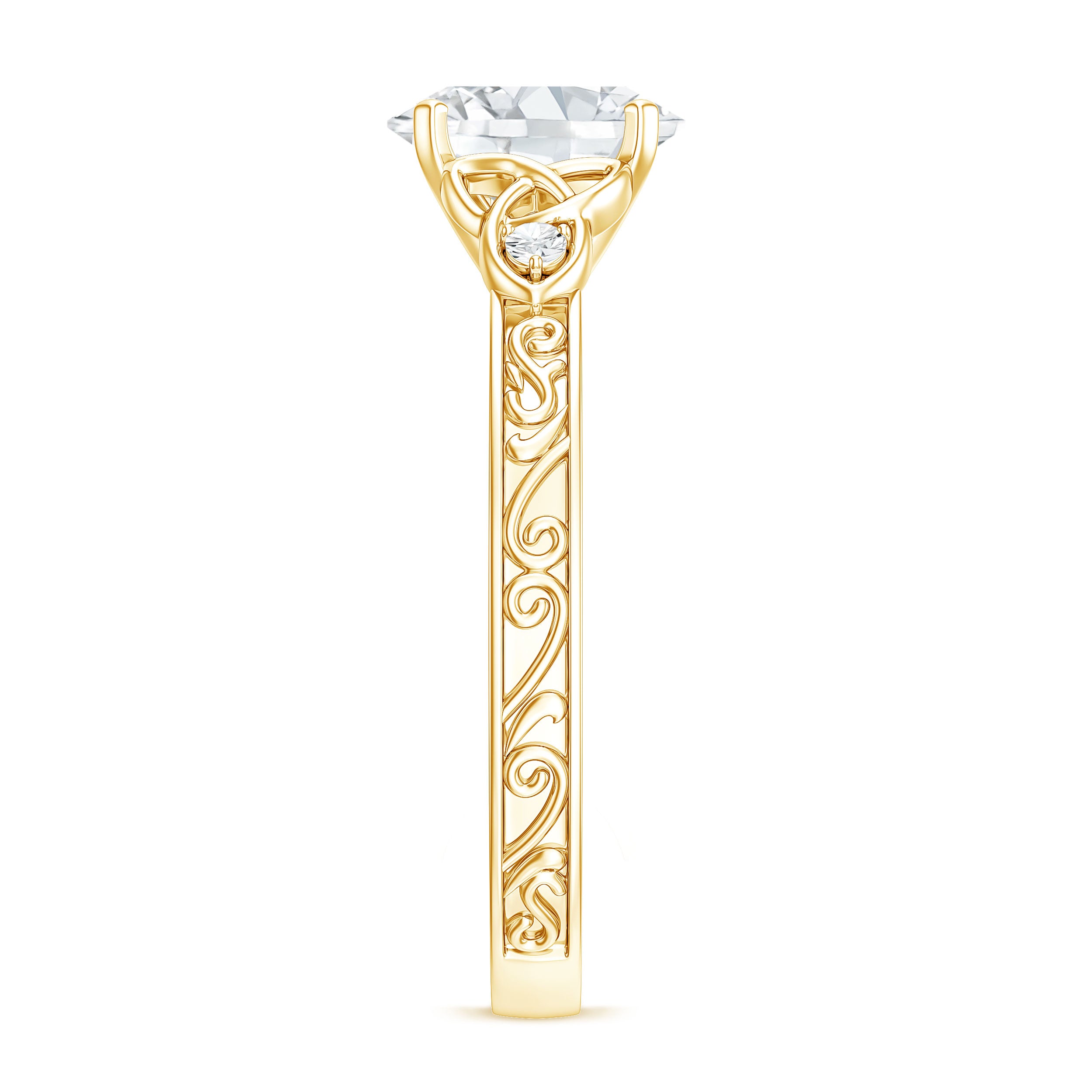Antique Style Oval Shape Lab Grown Diamond Solitaire Celtic Knot Ring Lab - ( EF-VS ) - Rosec Jewels