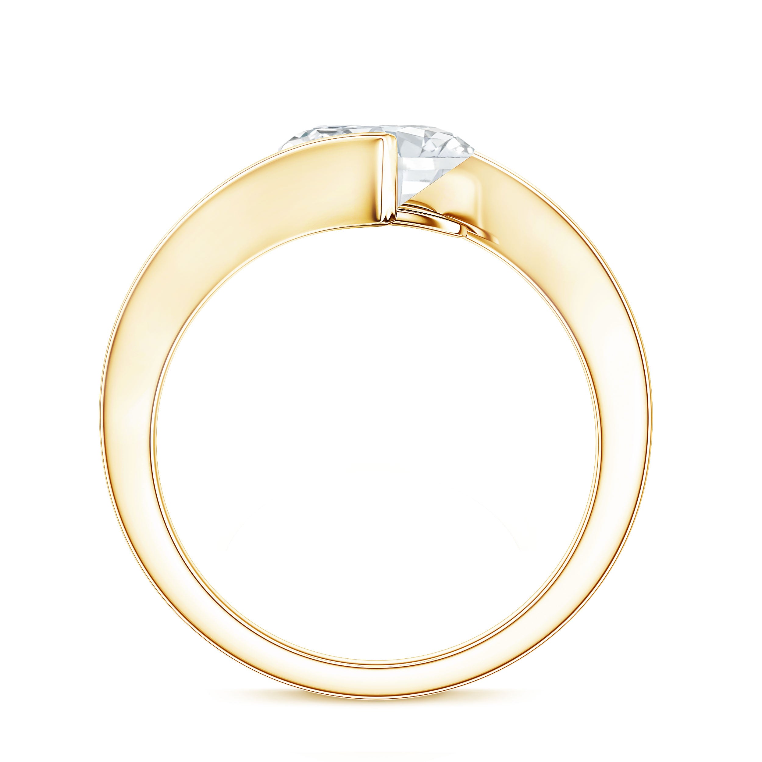 Simple Oval Shape Lab Grown Diamond Solitaire Bypass Ring Lab - ( EF-VS ) - Rosec Jewels