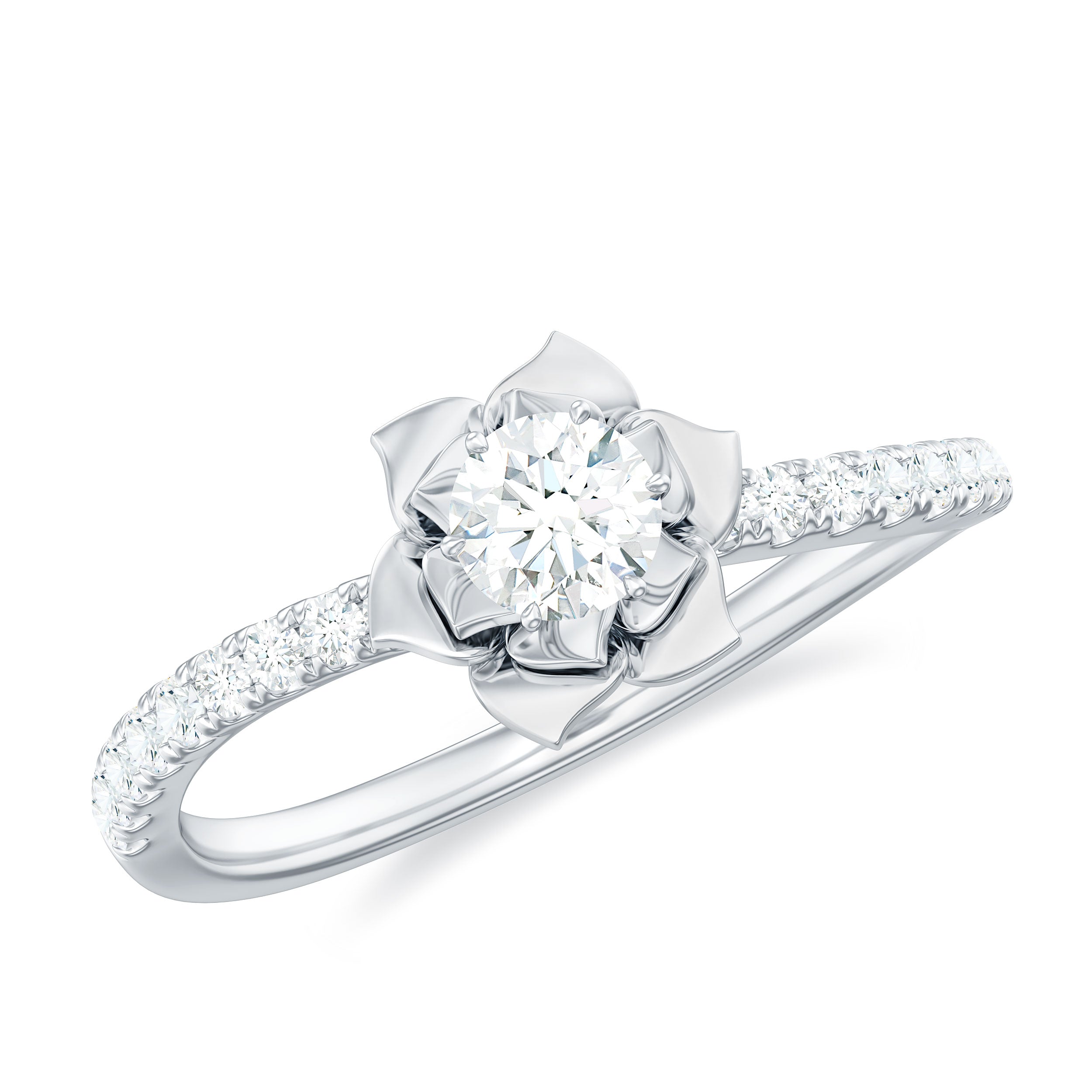 Nature Inspired Floral Engagement Ring with Lab Grown Diamond