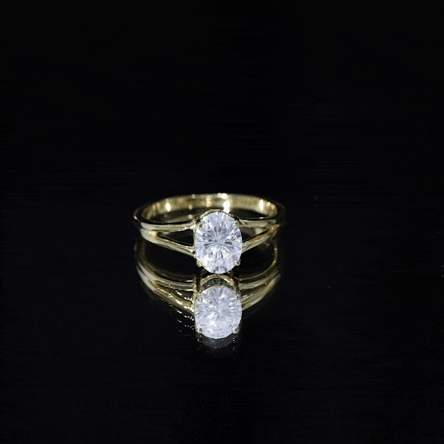Oval Lab Grown Diamond Solitaire Ring in Split Shank Lab - ( EF-VS ) - Rosec Jewels