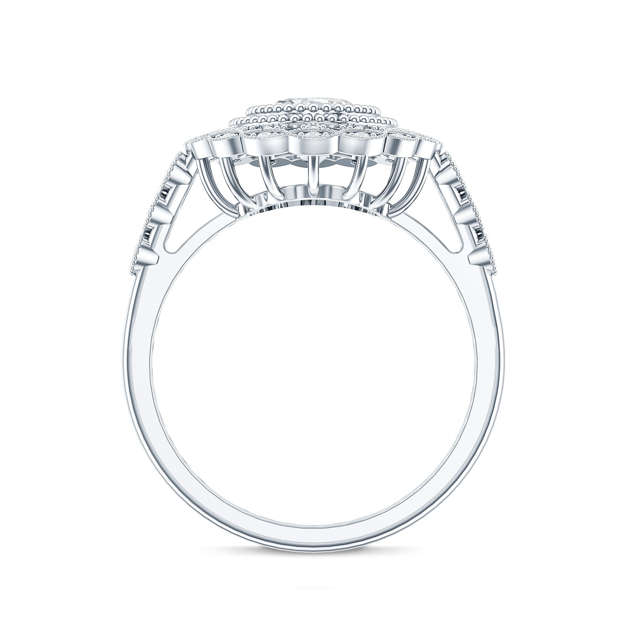 Vintage Style Oval Lab Grown Diamond Statement Engagement Ring Lab - ( EF-VS ) - Rosec Jewels