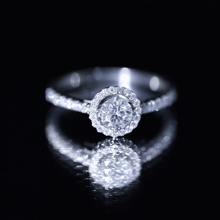 5MM Lab Grown Diamond Engagement Ring with Halo Lab - ( EF-VS ) - Rosec Jewels