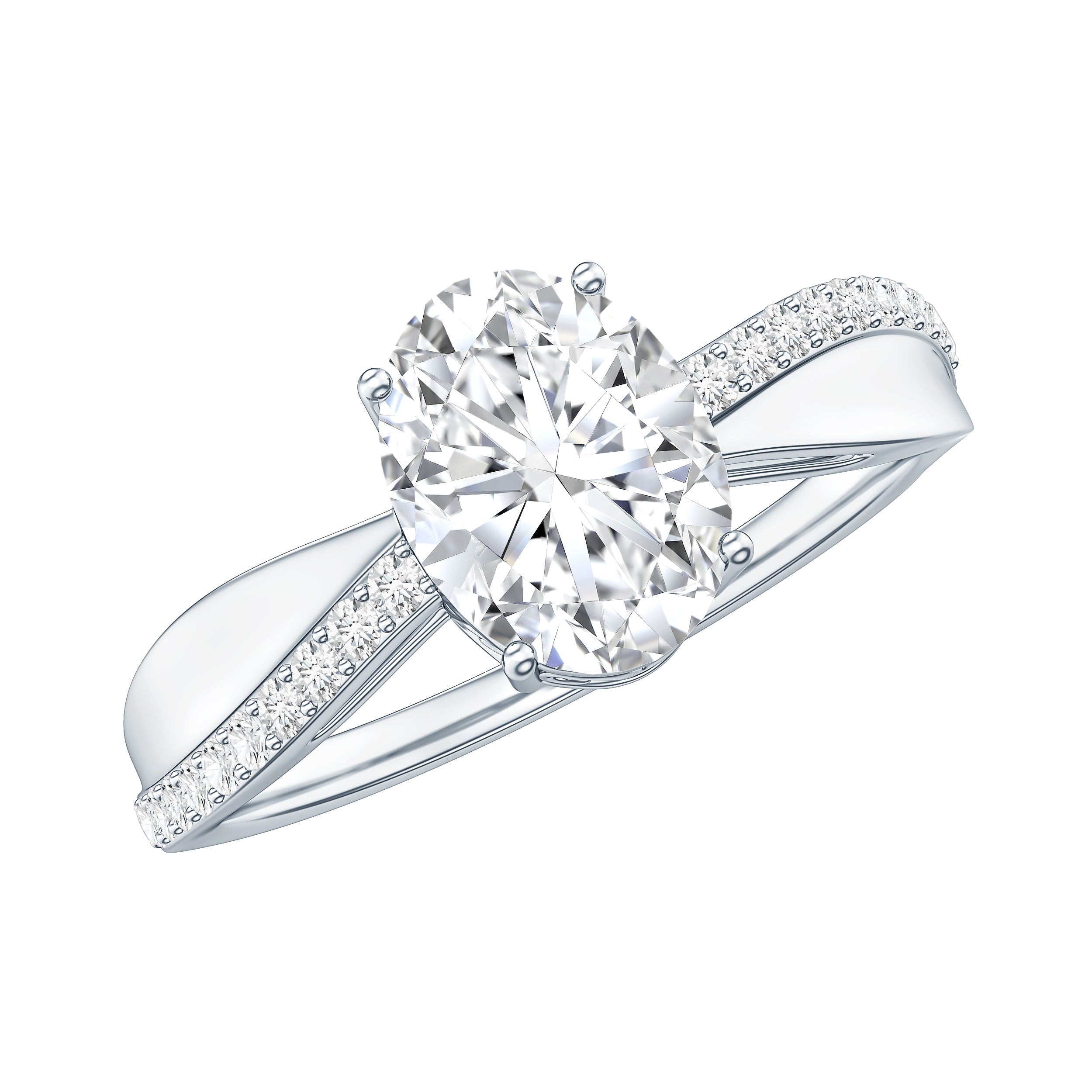 Classic Oval Shape Lab Grown Diamond Solitaire Engagement Ring Lab - ( EF-VS ) - Rosec Jewels