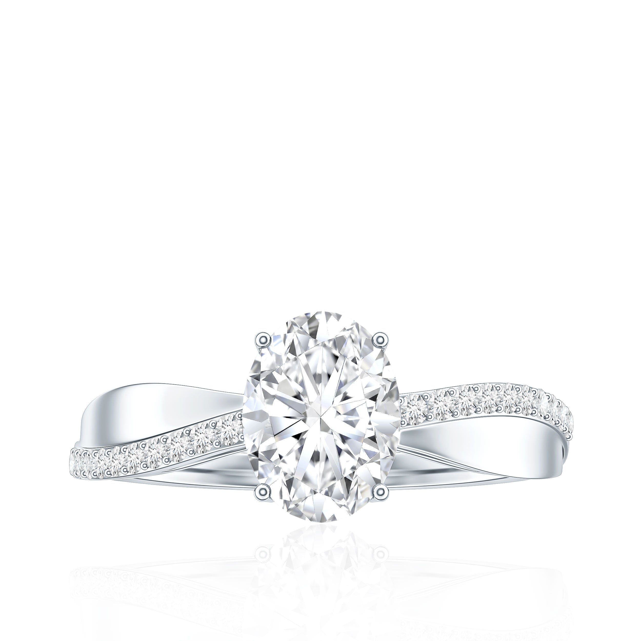 Classic Oval Shape Lab Grown Diamond Solitaire Engagement Ring Lab - ( EF-VS ) - Rosec Jewels