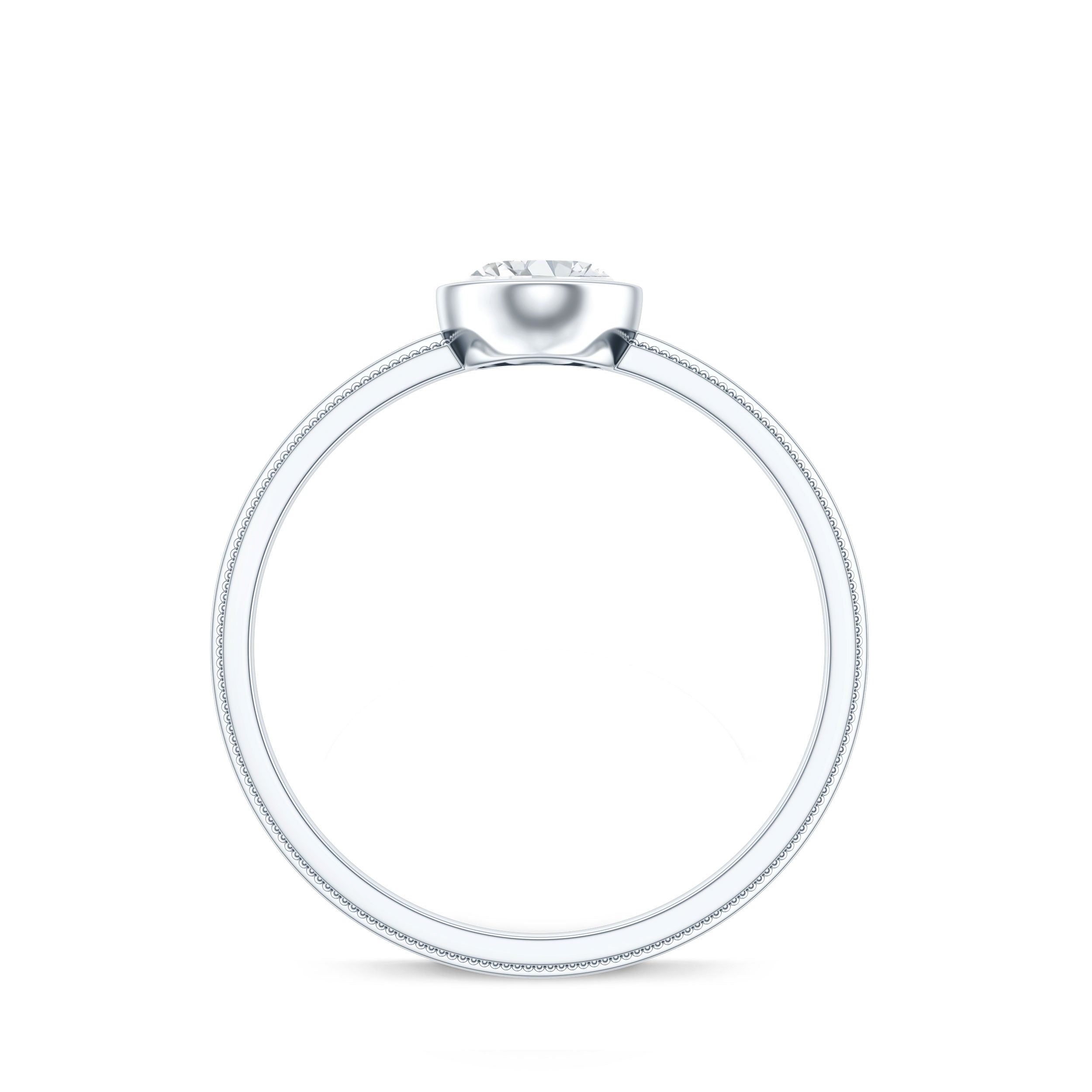 Bezel Set Oval Lab Grown Diamond Solitaire Ring Lab - ( EF-VS ) - Rosec Jewels