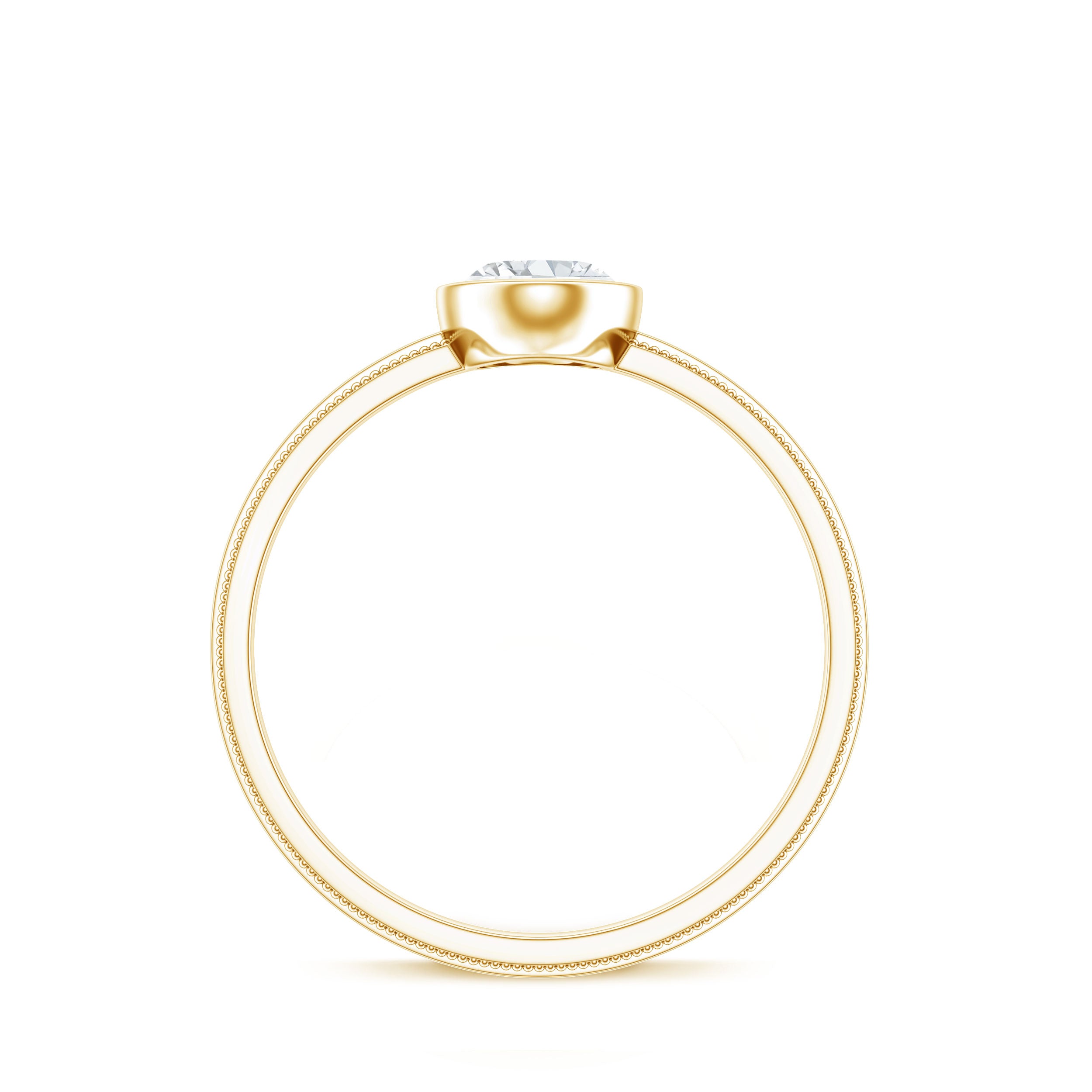Bezel Set Oval Lab Grown Diamond Solitaire Ring Lab - ( EF-VS ) - Rosec Jewels