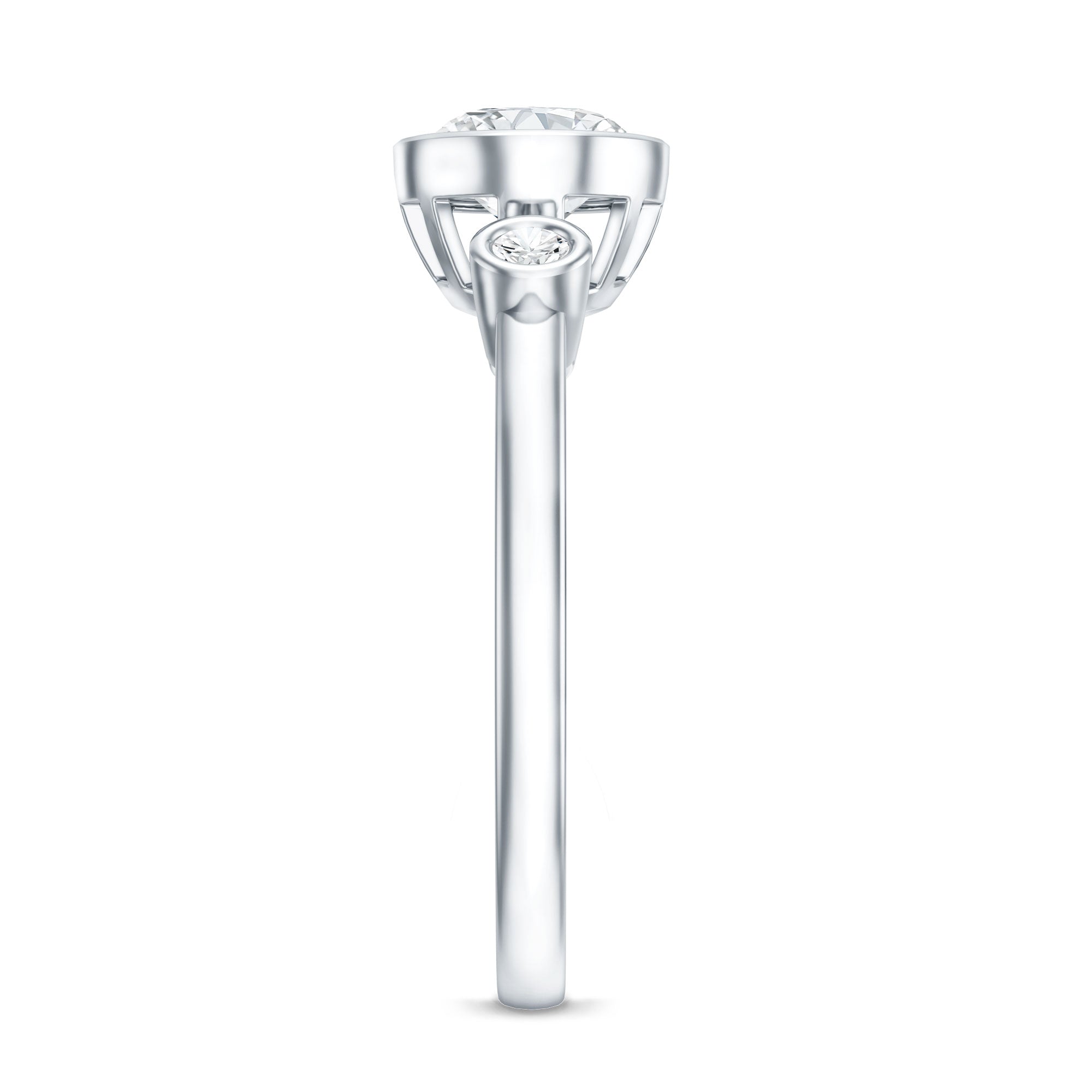 Bezel Set Oval Lab Grown Diamond East West Engagement Ring Lab - ( EF-VS ) - Rosec Jewels