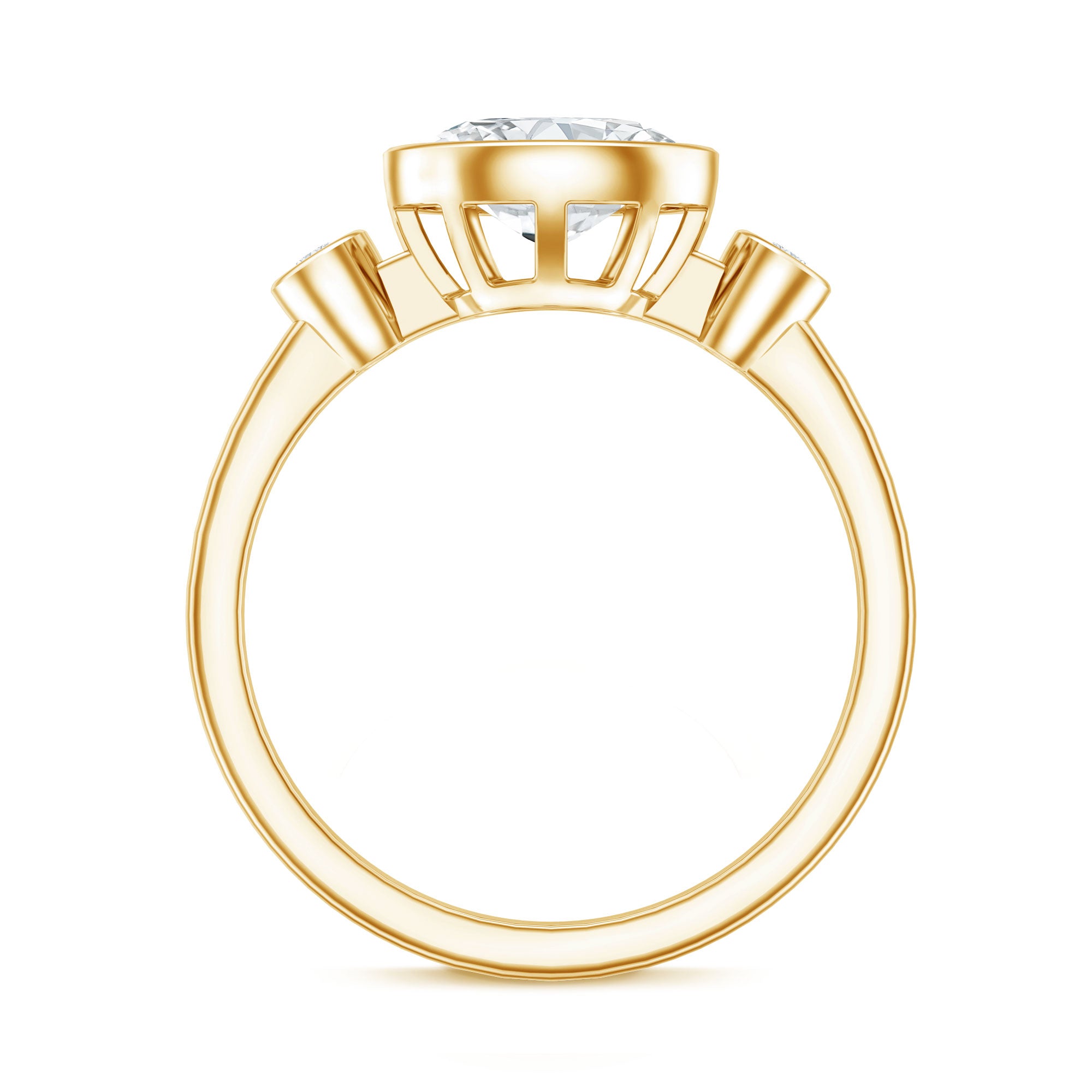 Bezel Set Oval Lab Grown Diamond East West Engagement Ring Lab - ( EF-VS ) - Rosec Jewels
