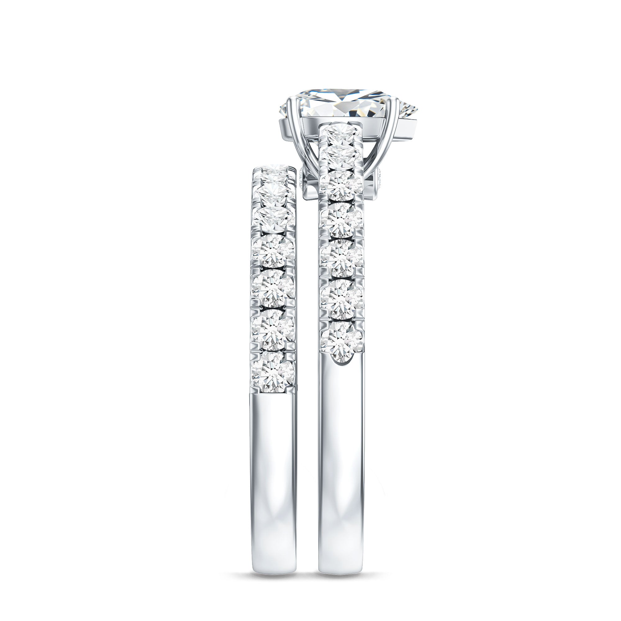 Minimal Pear Shape Lab Grown Diamond Wedding Ring Set Lab - ( EF-VS ) - Rosec Jewels