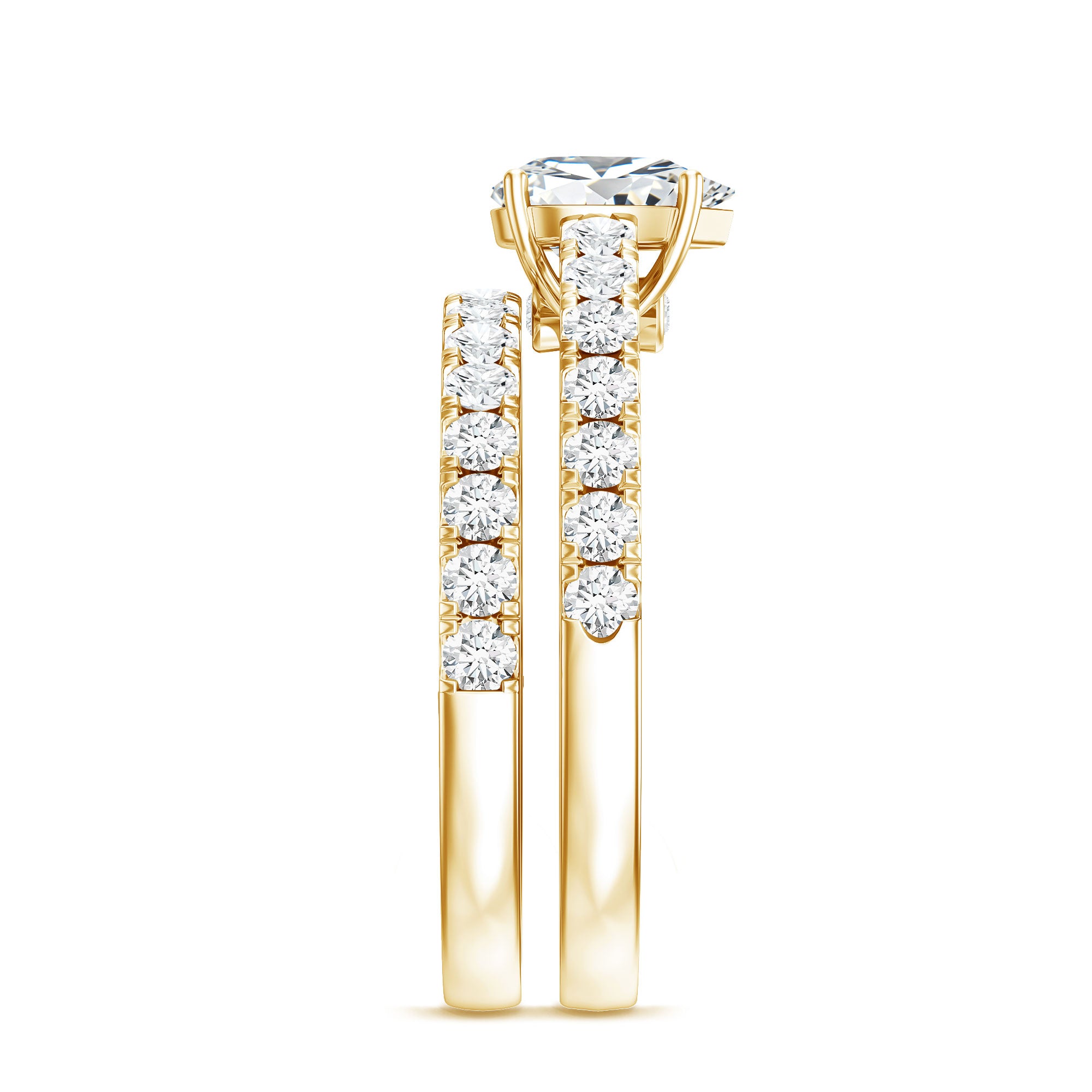 Minimal Pear Shape Lab Grown Diamond Wedding Ring Set Lab - ( EF-VS ) - Rosec Jewels