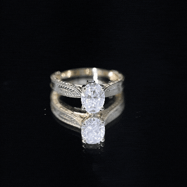 Claw Set Oval Shape Lab Grown Diamond Solitaire Engagement Ring Lab - ( EF-VS ) - Rosec Jewels
