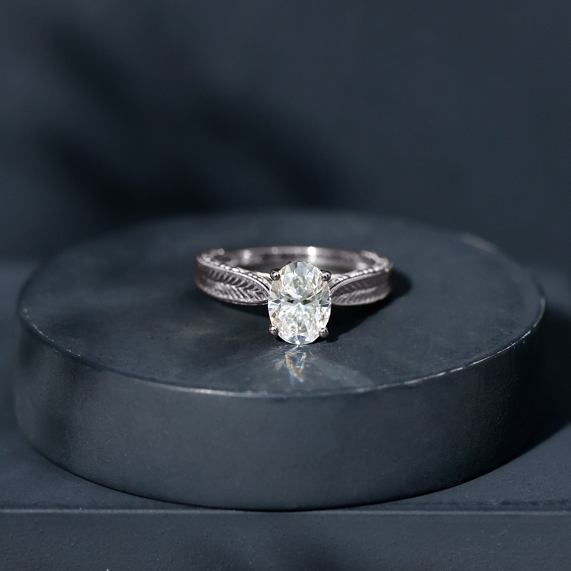 Claw Set Oval Shape Lab Grown Diamond Solitaire Engagement Ring Lab - ( EF-VS ) - Rosec Jewels