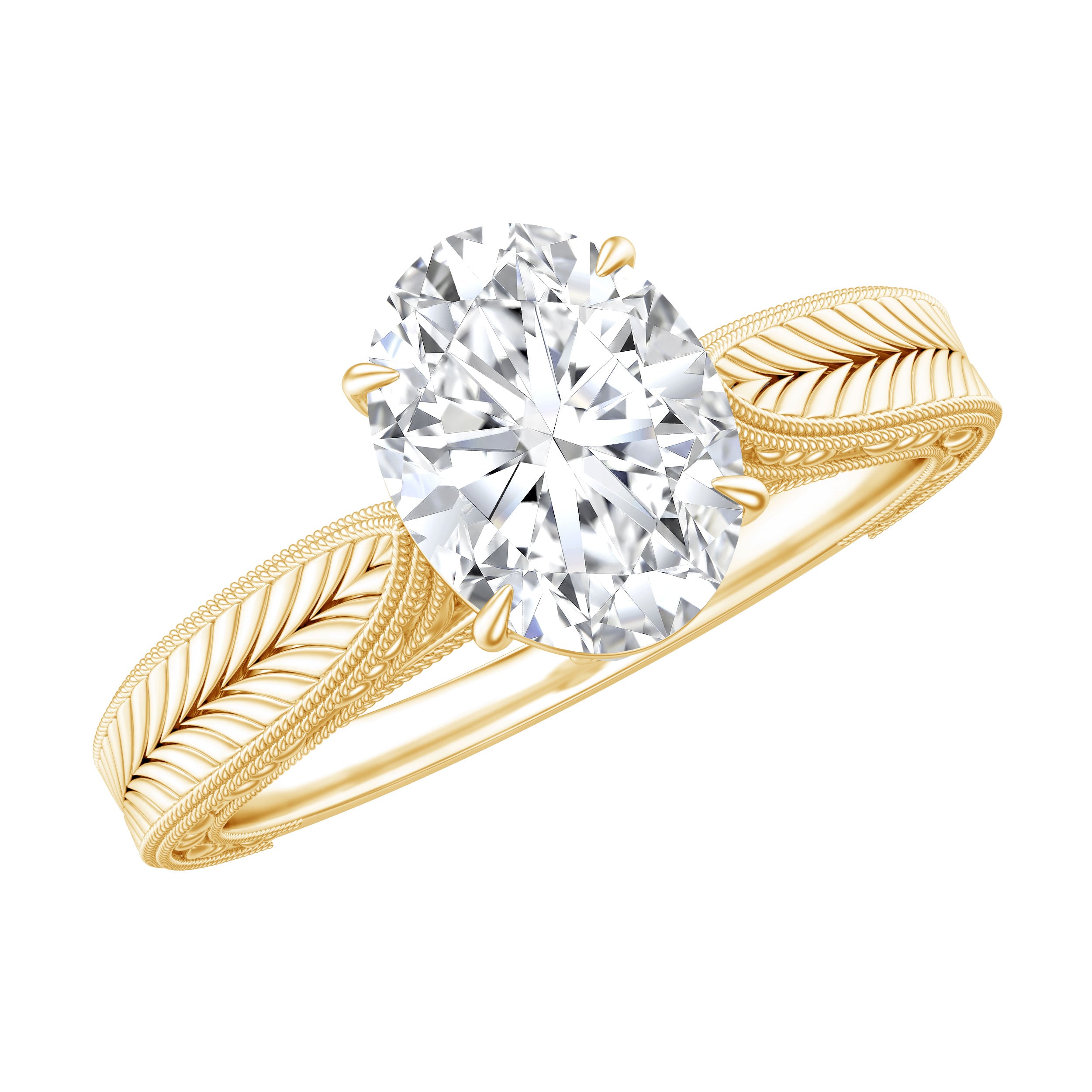 Claw Set Oval Shape Lab Grown Diamond Solitaire Engagement Ring Lab - ( EF-VS ) - Rosec Jewels