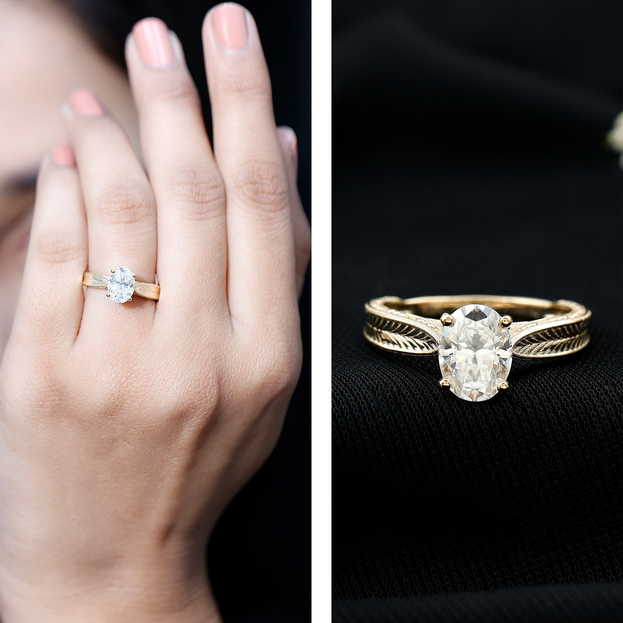 Claw Set Oval Shape Lab Grown Diamond Solitaire Engagement Ring Lab - ( EF-VS ) - Rosec Jewels