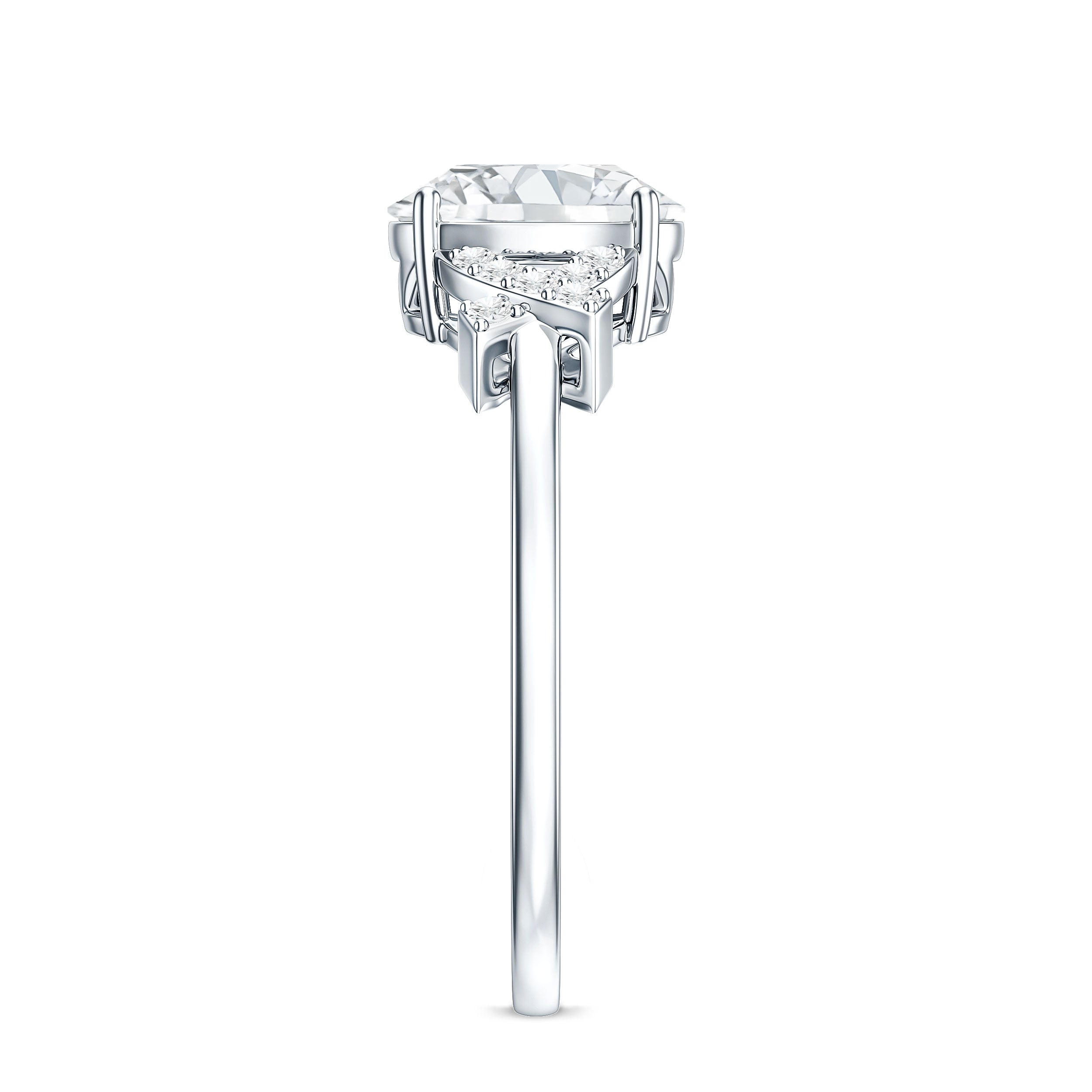 Oval Shape Lab Grown Diamond Solitaire Ring in Split Shank Lab - ( EF-VS ) - Rosec Jewels