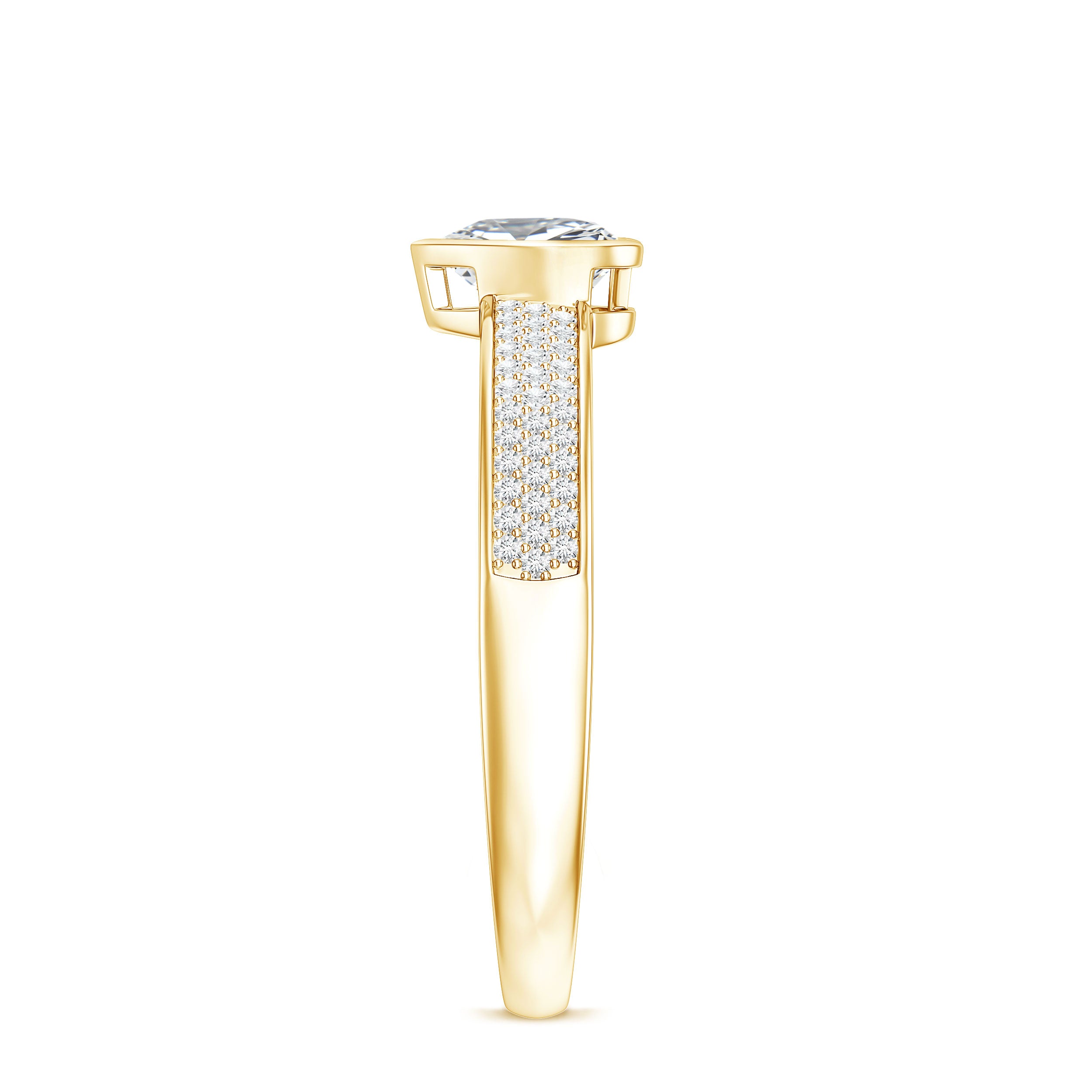 Heart Shape Lab Grown Diamond Solitaire Ring with Side Stones Lab - ( EF-VS ) - Rosec Jewels