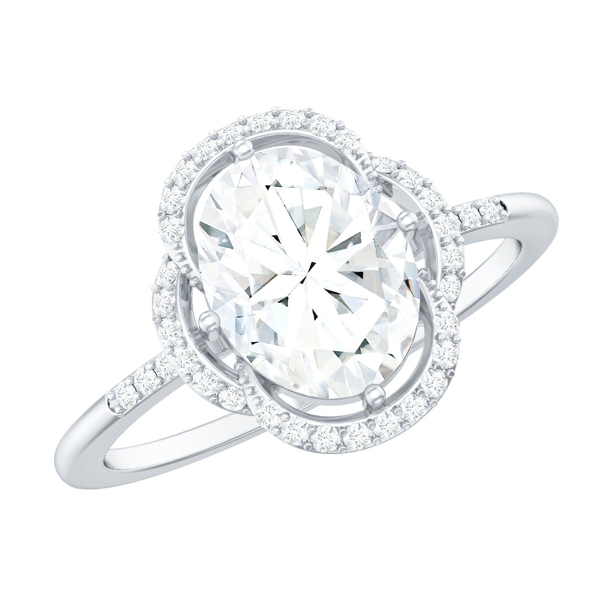 Vintage Inspired Moissanite Oval Engagement Ring in Silver