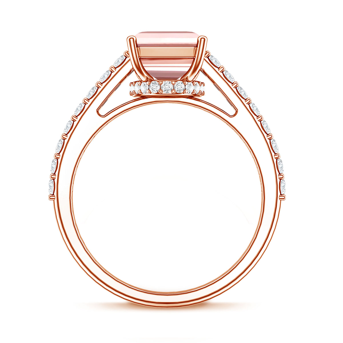 3 Carat Emerald Cut Lab Pink Diamond Hidden Halo Engagement Ring IGI Certified Fancy Pink - VS1 - Rosec Jewels