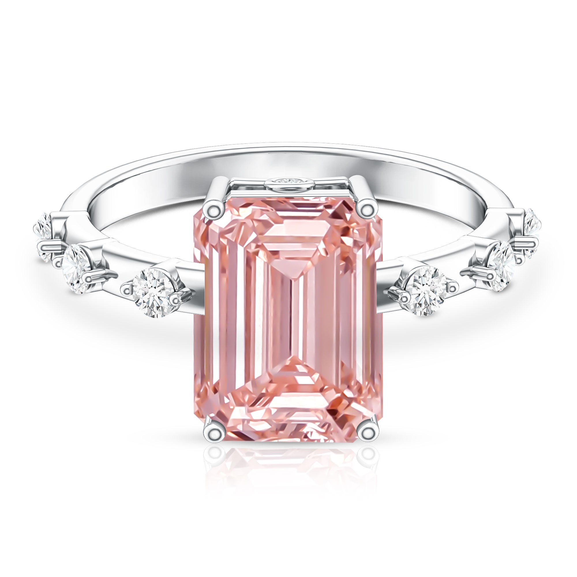 Rosec Jewels-IGI Verified 4 Carat Lab Grown Pink Diamond Emerald Cut Engagement Ring for Women