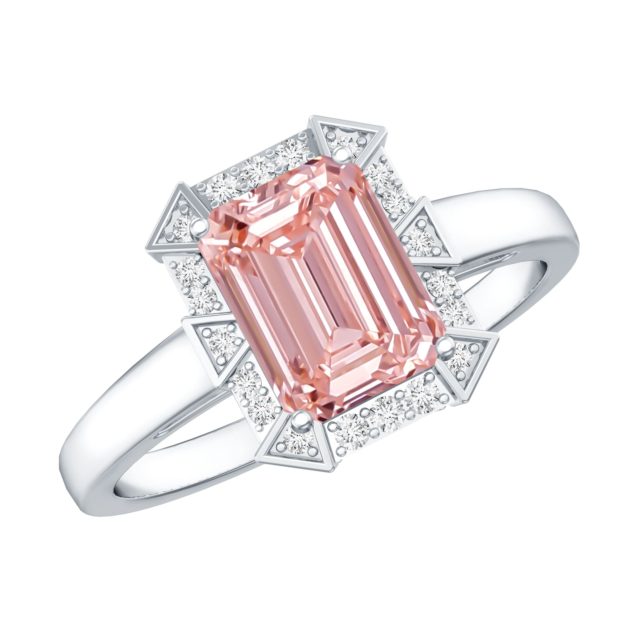 Rosec Jewels-Emerald Cut 2 Carat Lab Grown Pink Diamond Vintage Engagement Ring with IGI Certificate